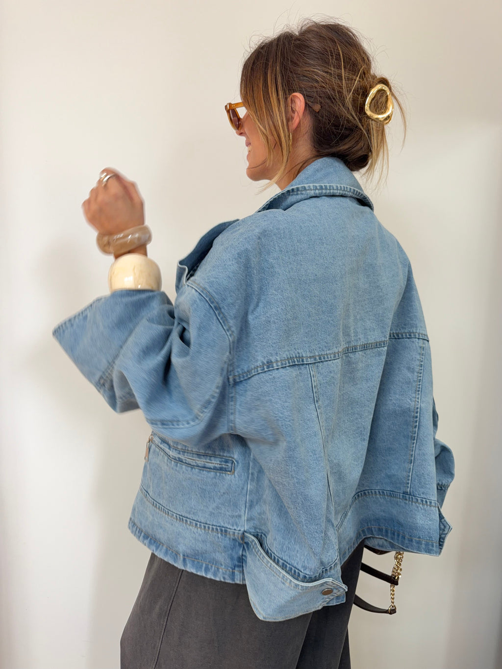 Veste en jean oversize - bleu clair