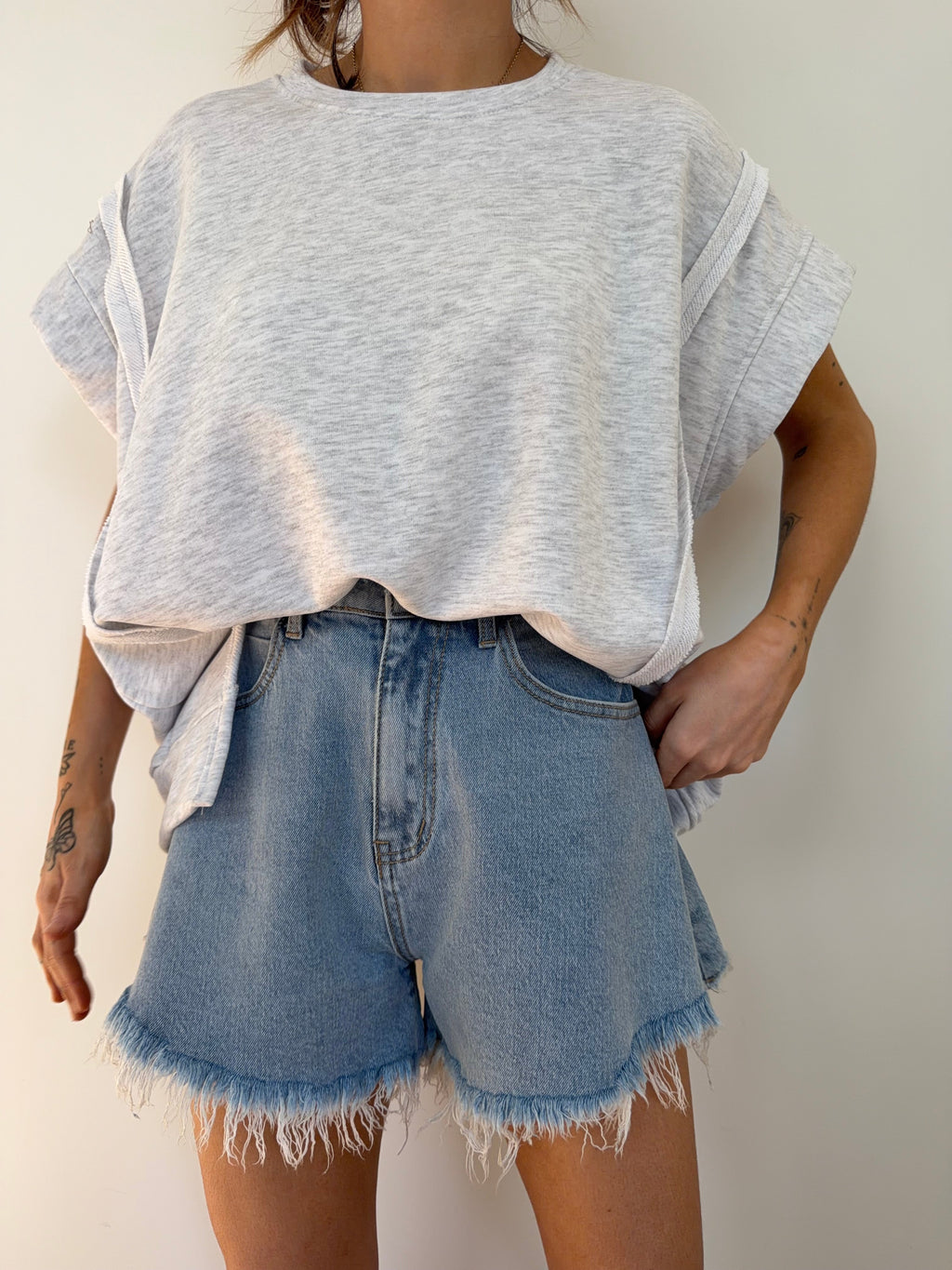 Sweat sans manche - gris chiné