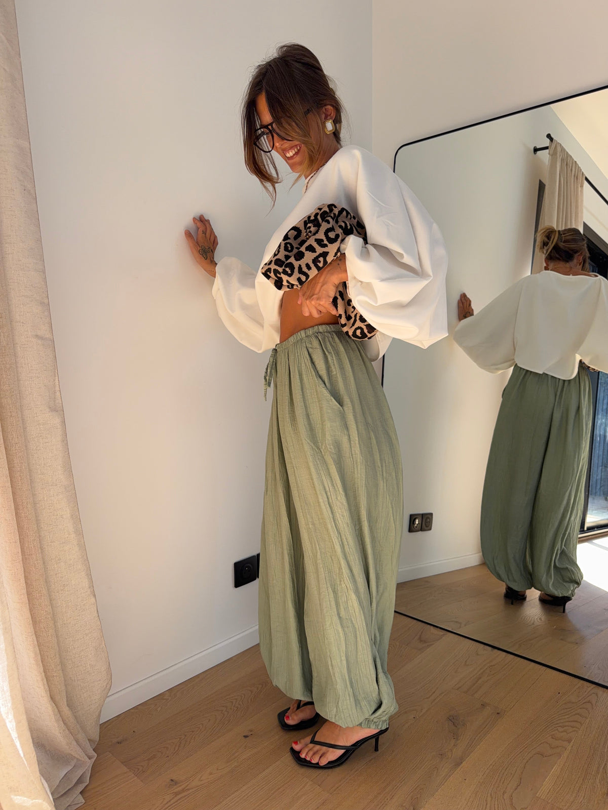 Pantalon en viscose - vert d'eau