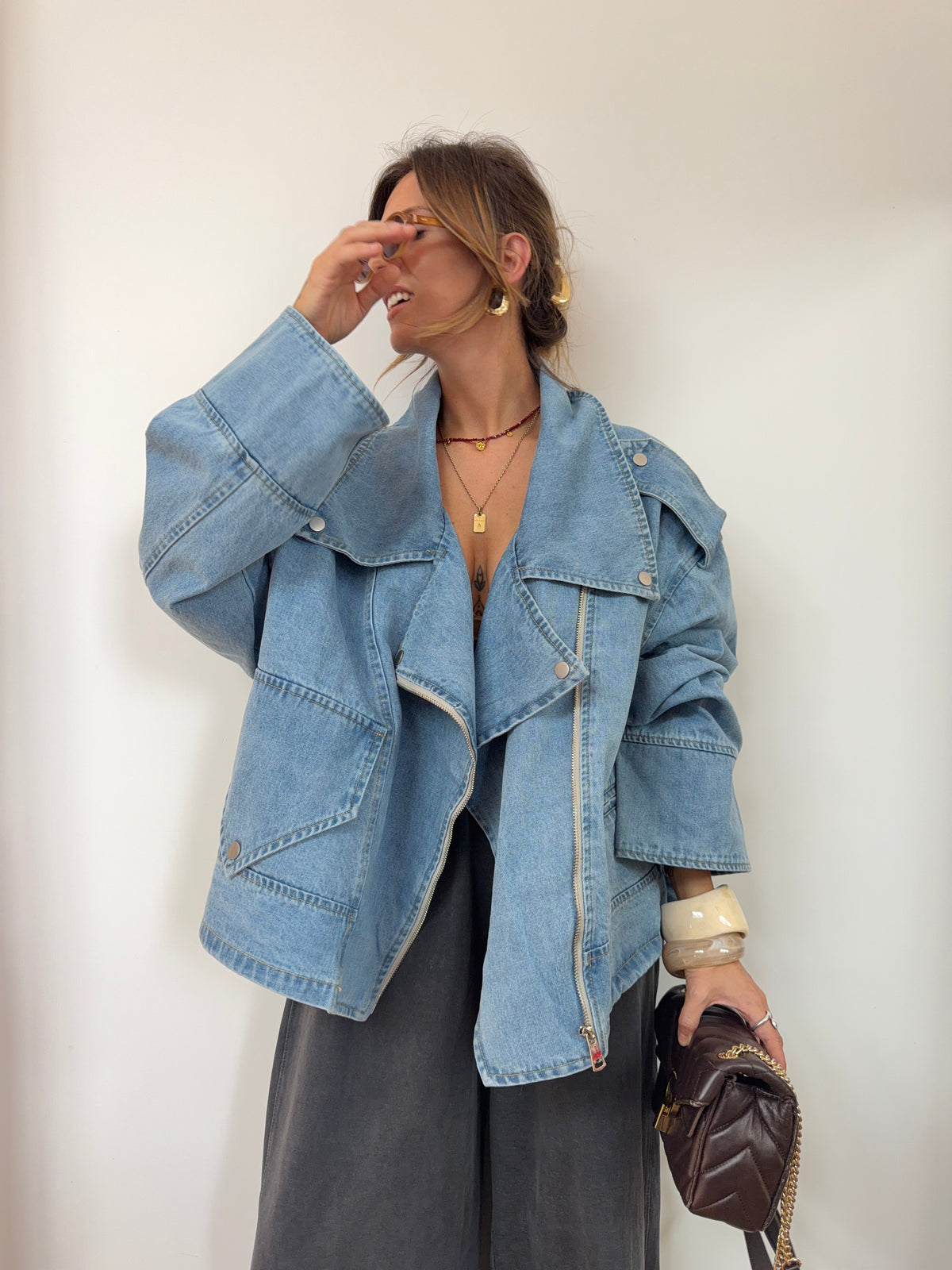 Veste en jean oversize - bleu clair