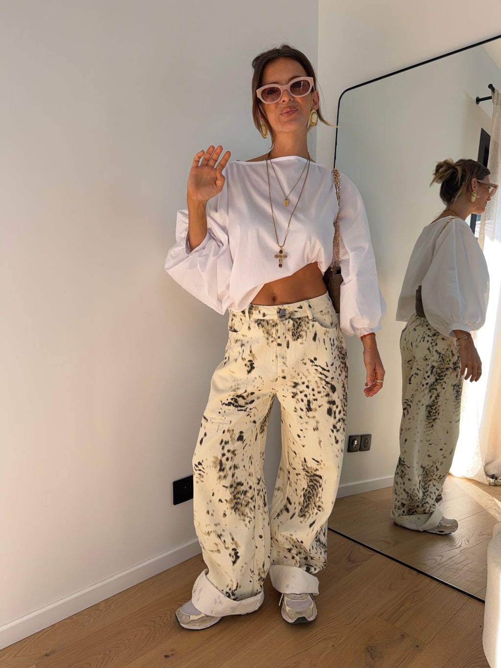 Jeans à motifs Lou - beige