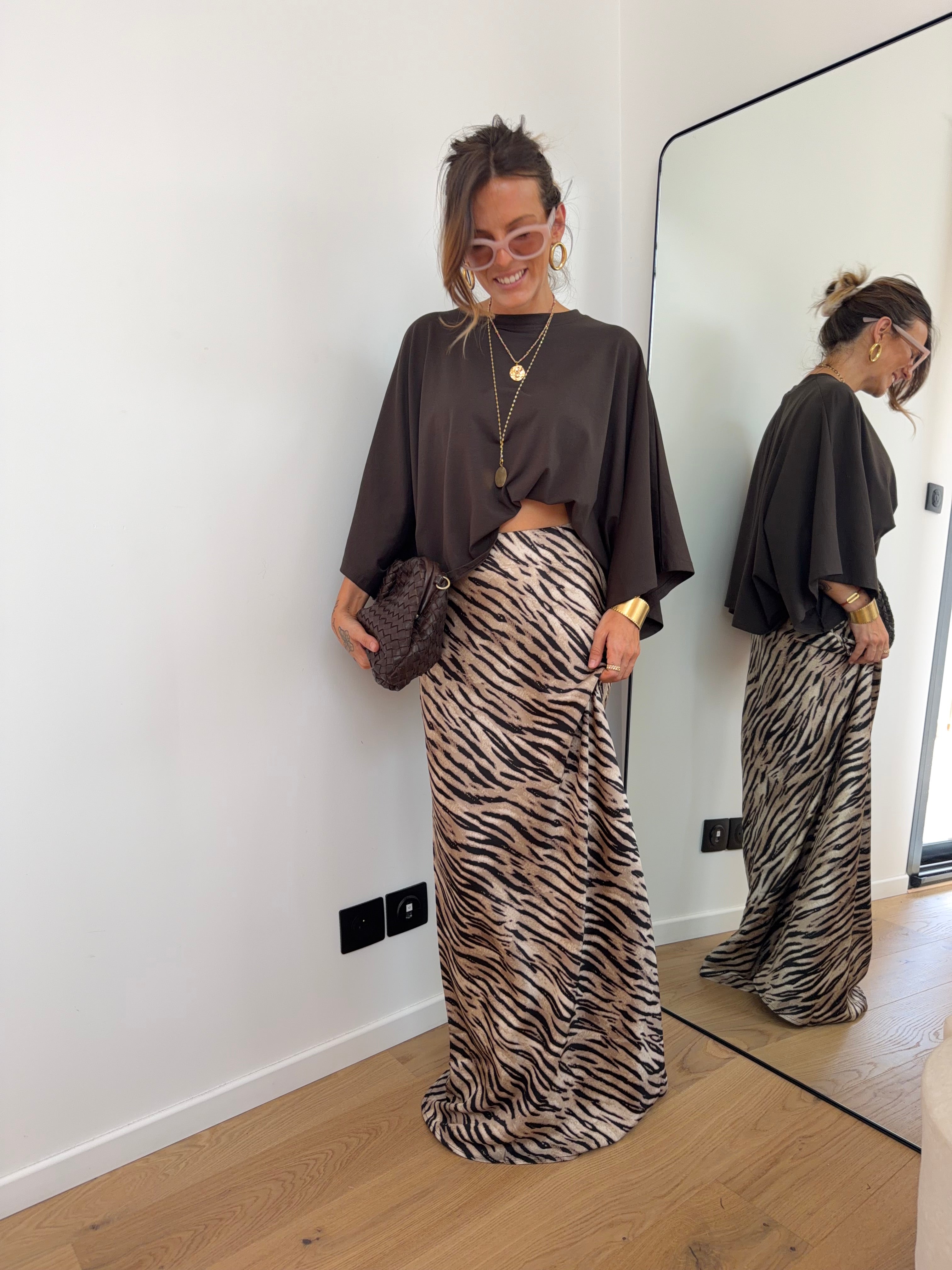 Jupe longue zébrée