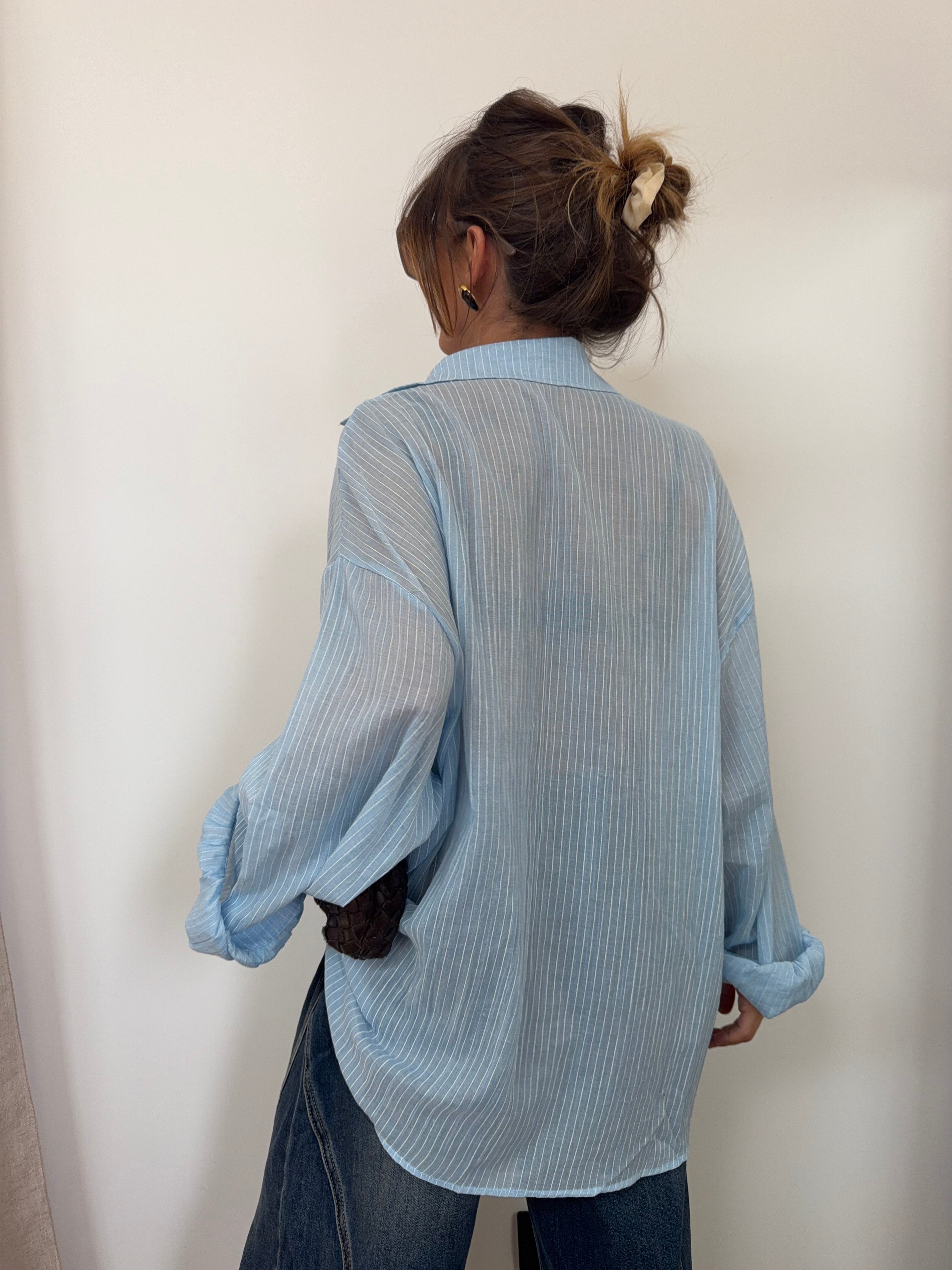 Chemise oversize rayée - bleu clair