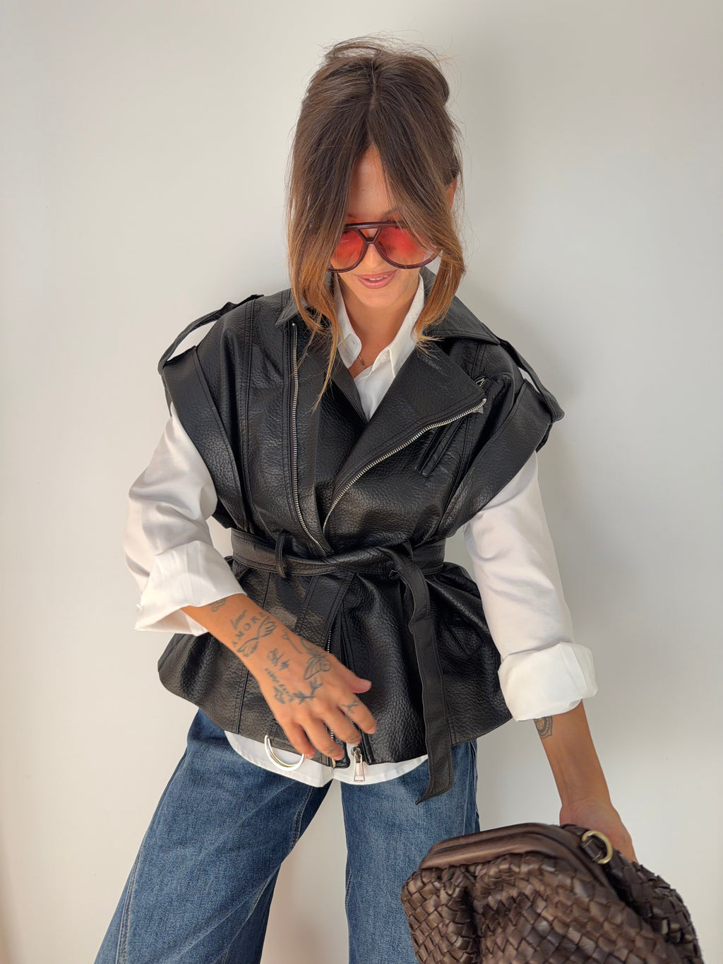 Perfecto en cuir sans manche