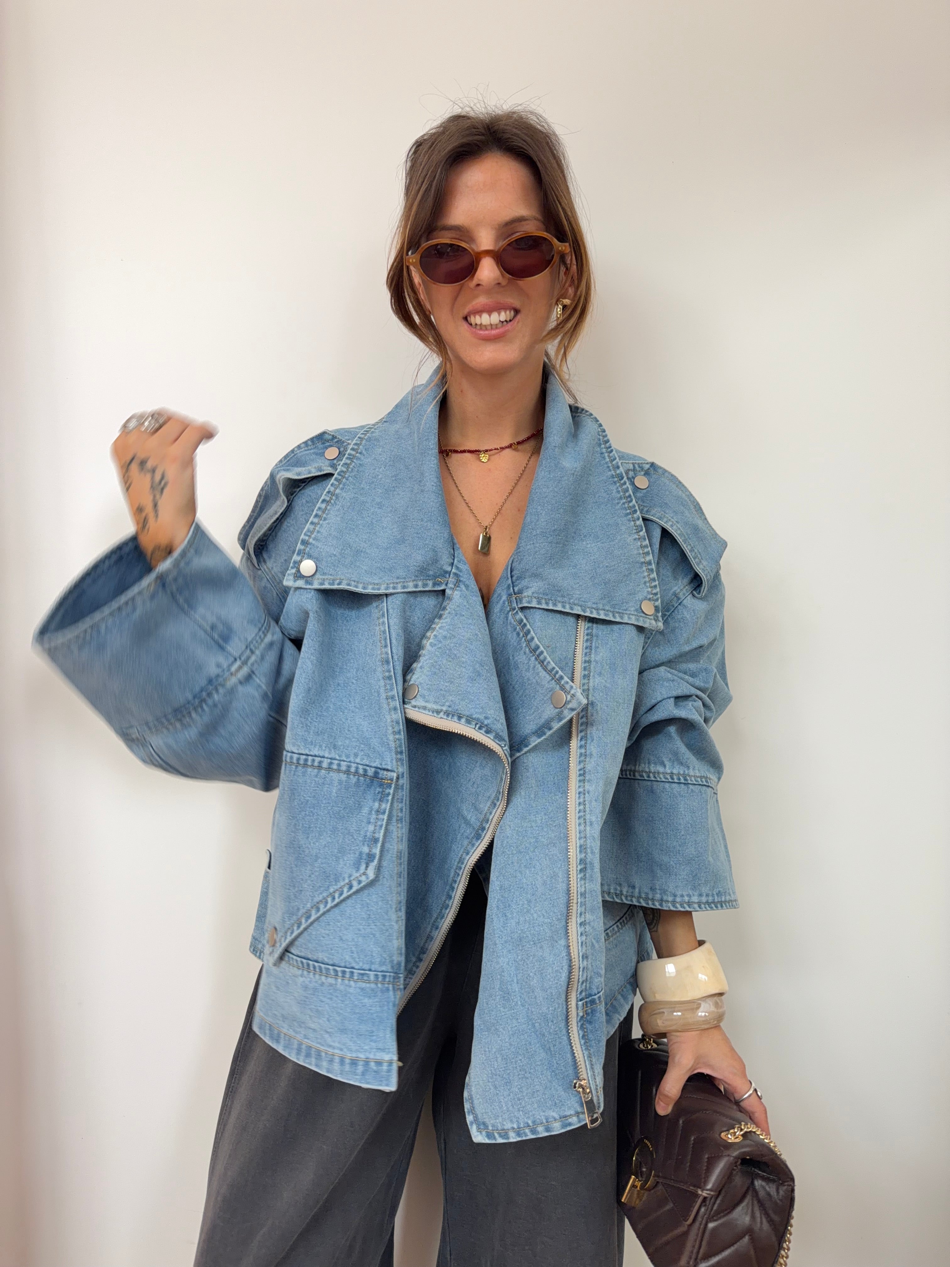Veste en jean oversize - bleu clair