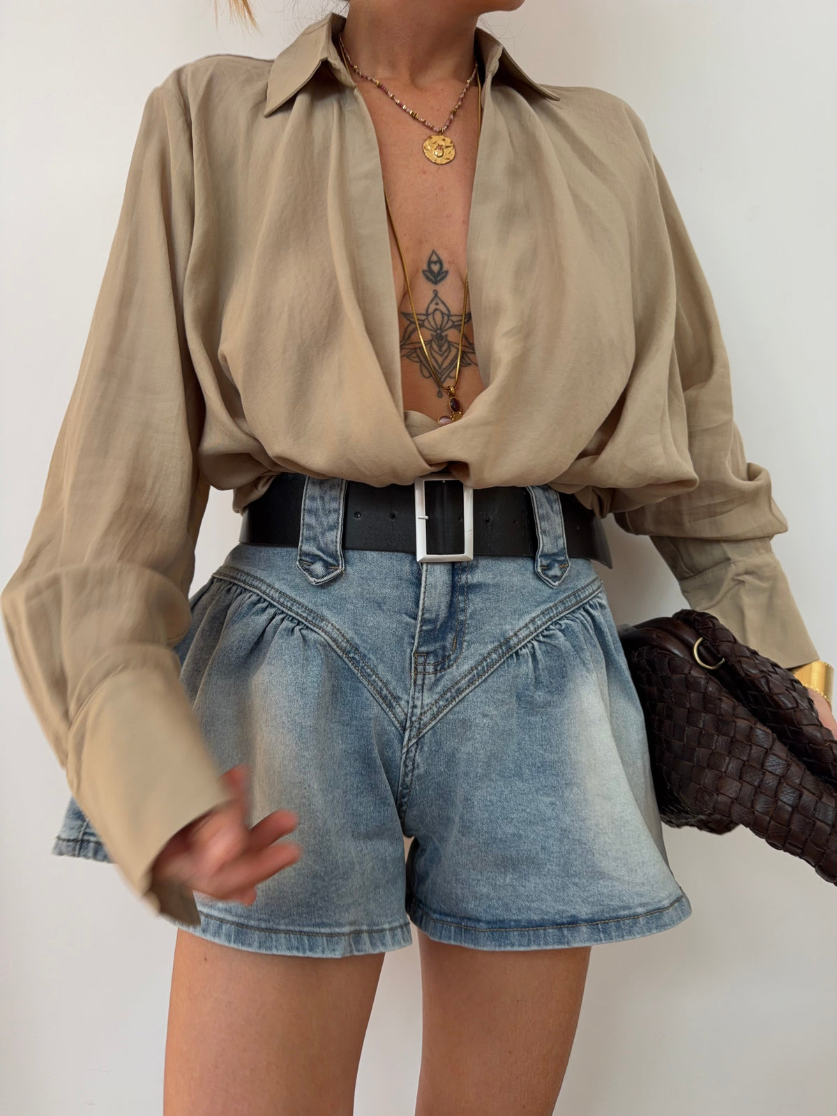 Chemise fluide croisée - sable