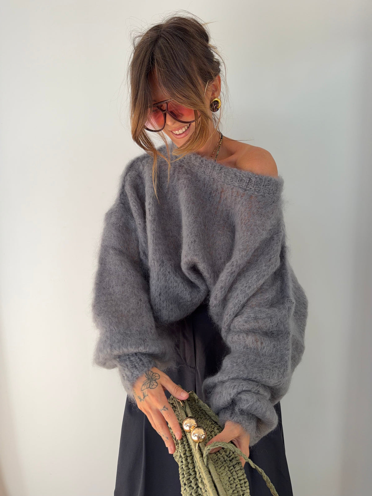 Pull 80% Mohair - gris
