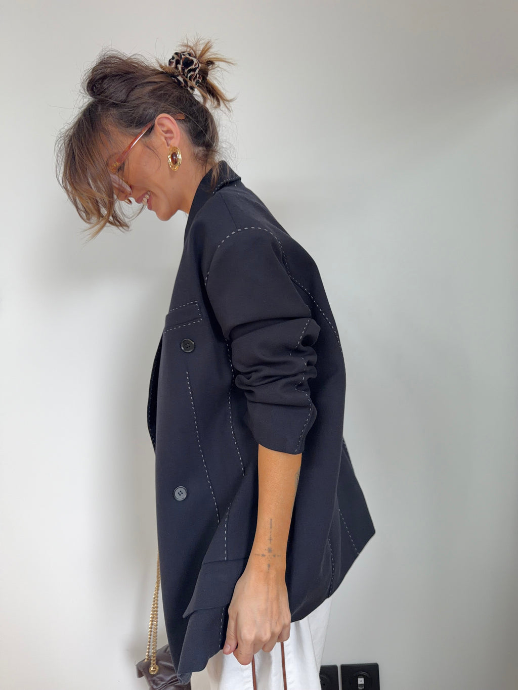 Blazer à surpiqures - noir