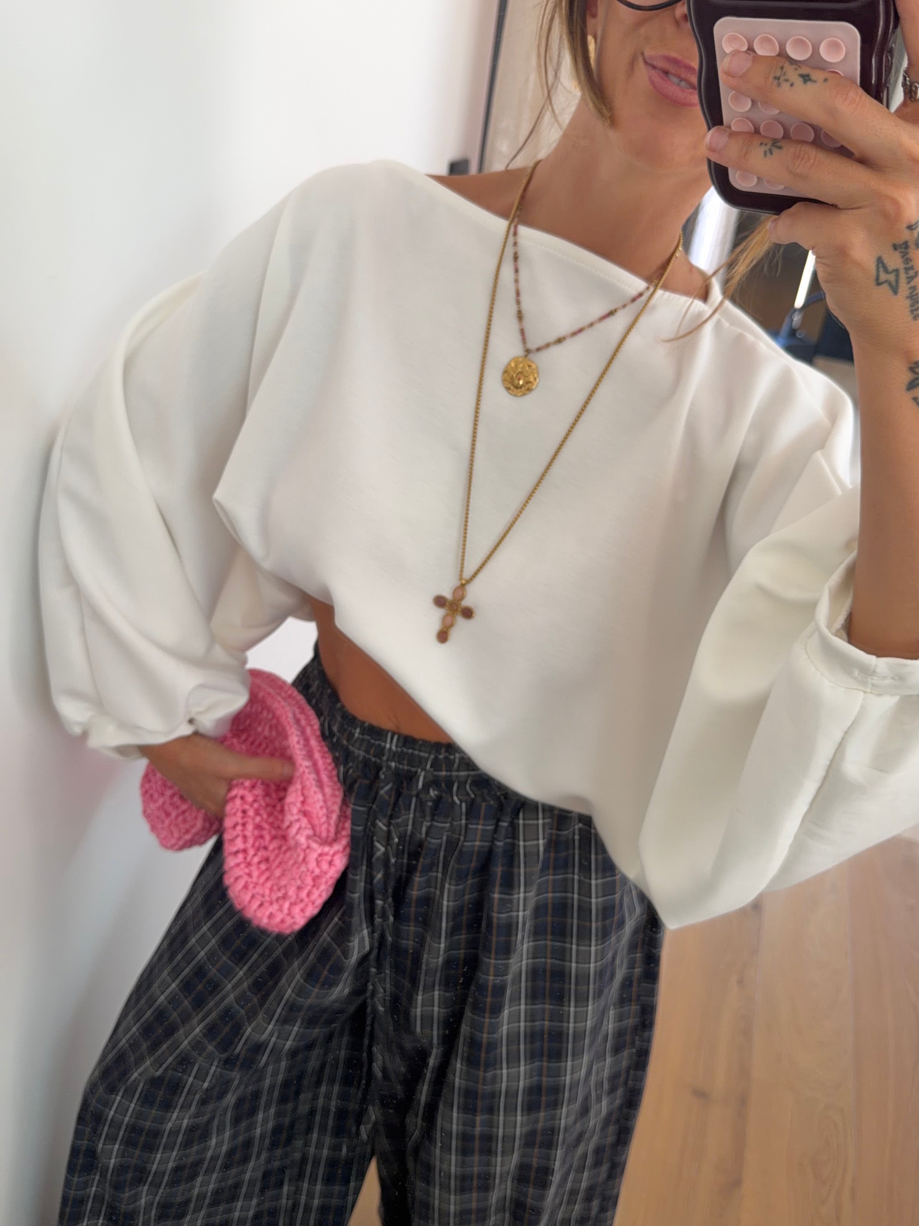 Haut court manches bouffantes - blanc