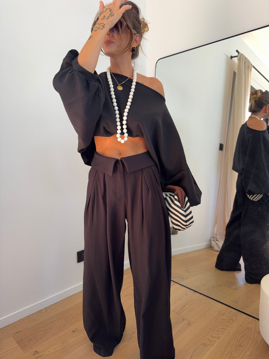 Pantalon à revers - noir