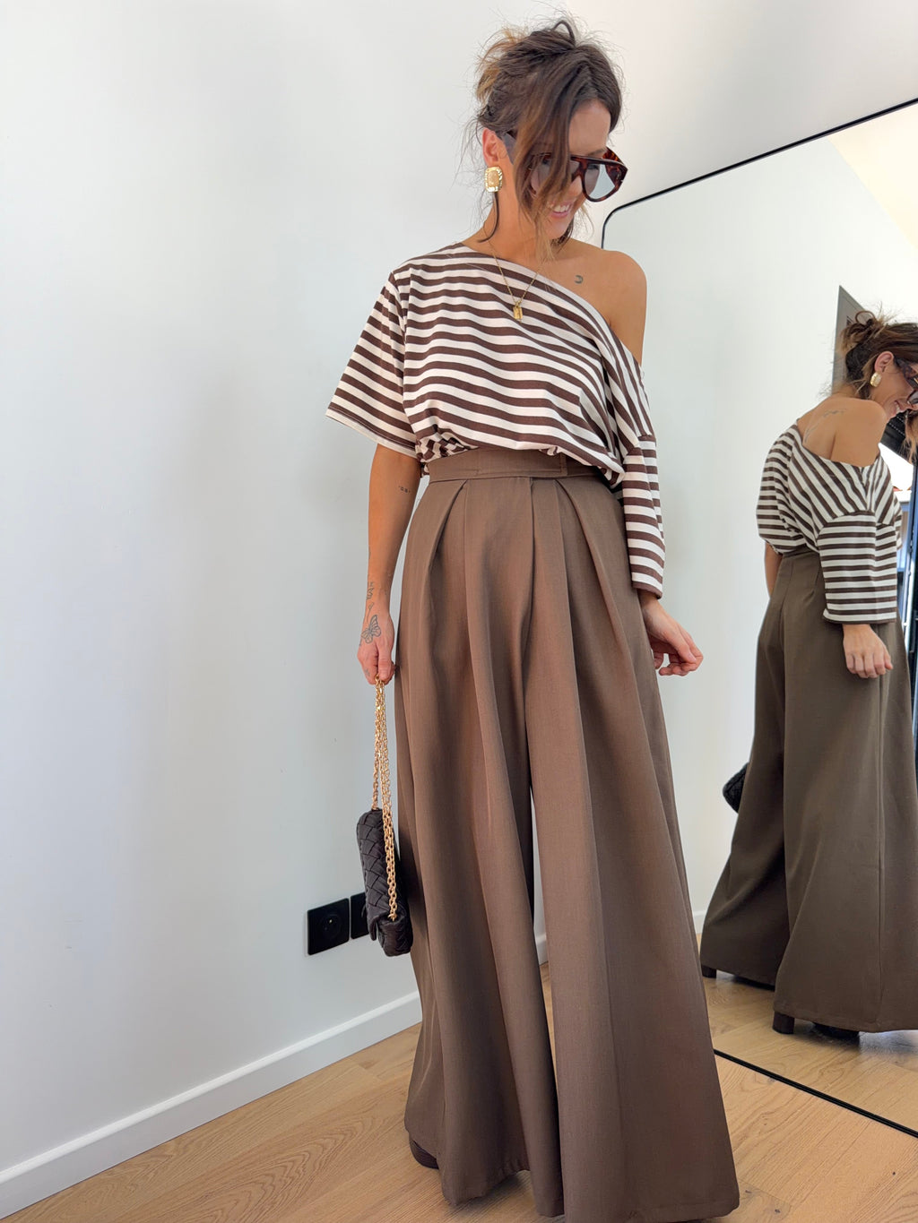 Pantalon à scratch - chocolat