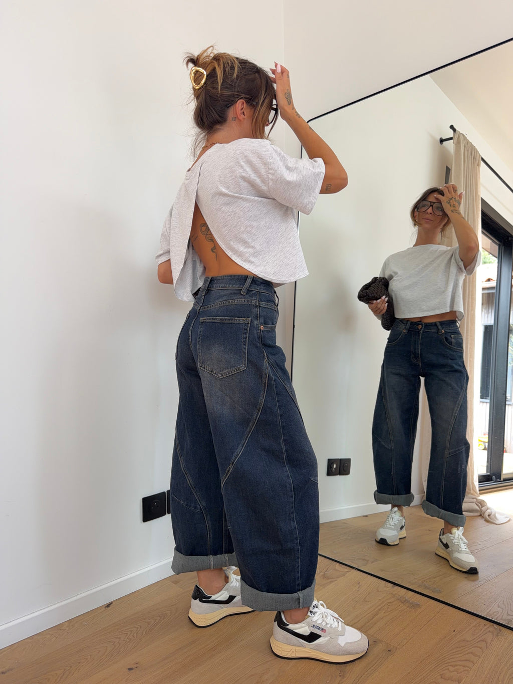 Jeans ballon - bleu brut
