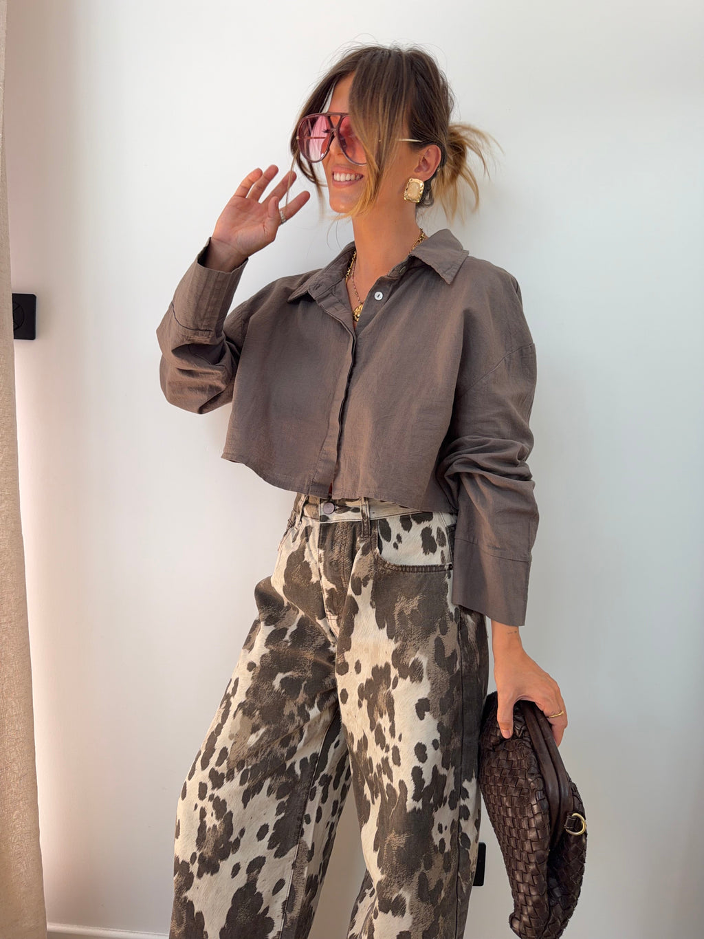 Chemise lin courte Lover's - taupe
