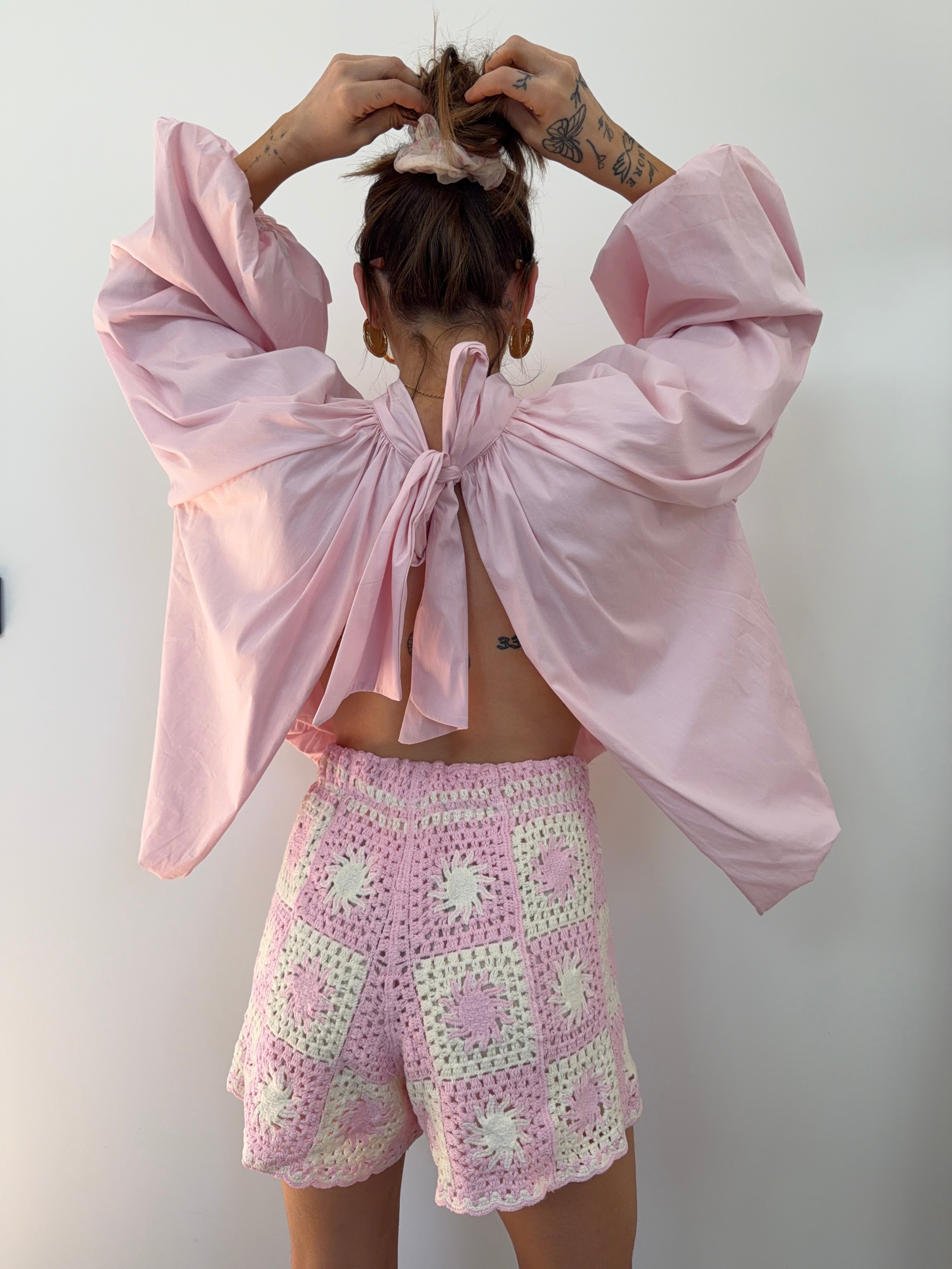 Short en crochet - rose