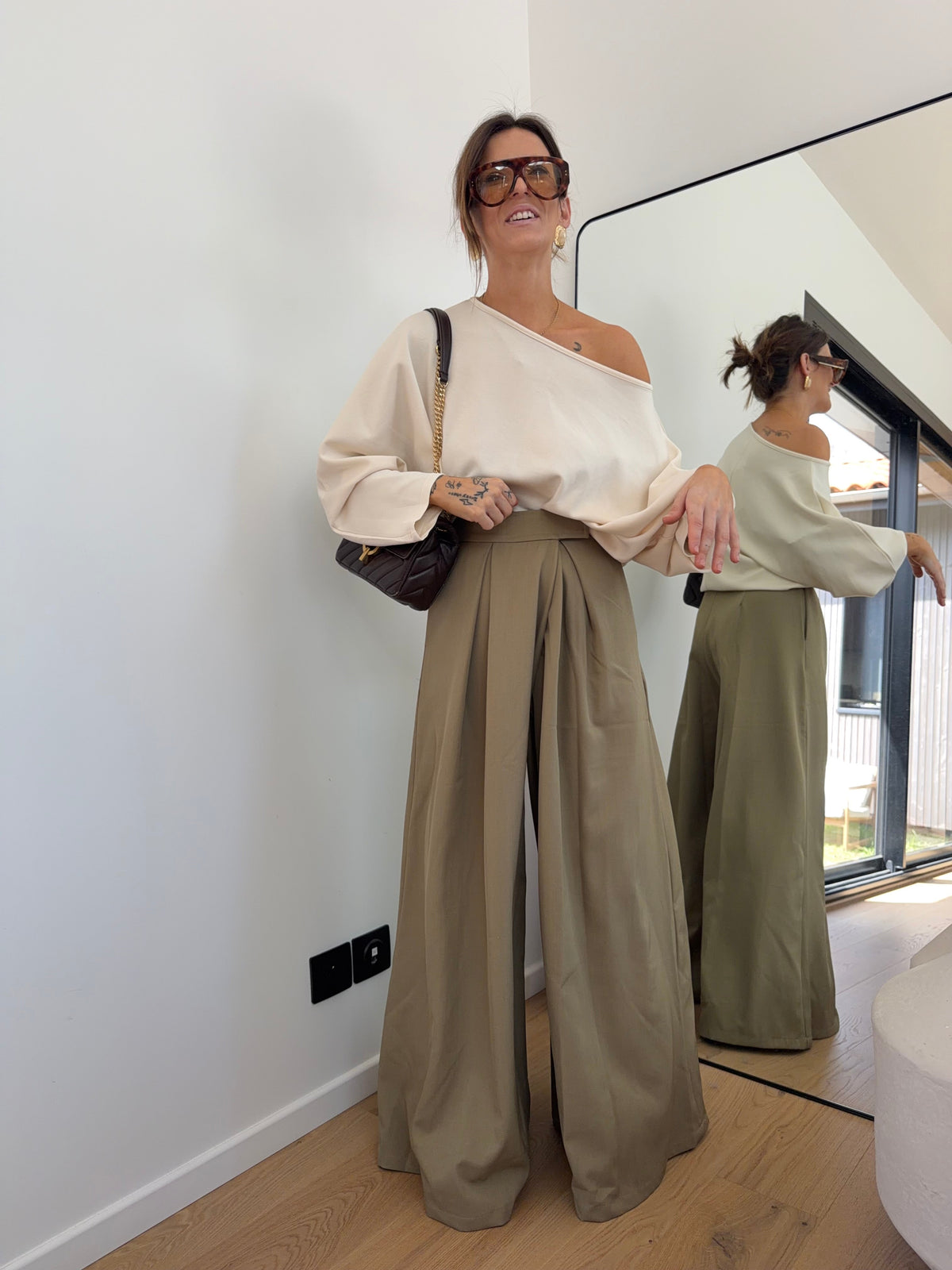 Pantalon à scratch - olive