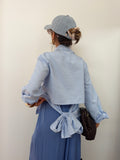 Chemise rayée avec noeud - bleue