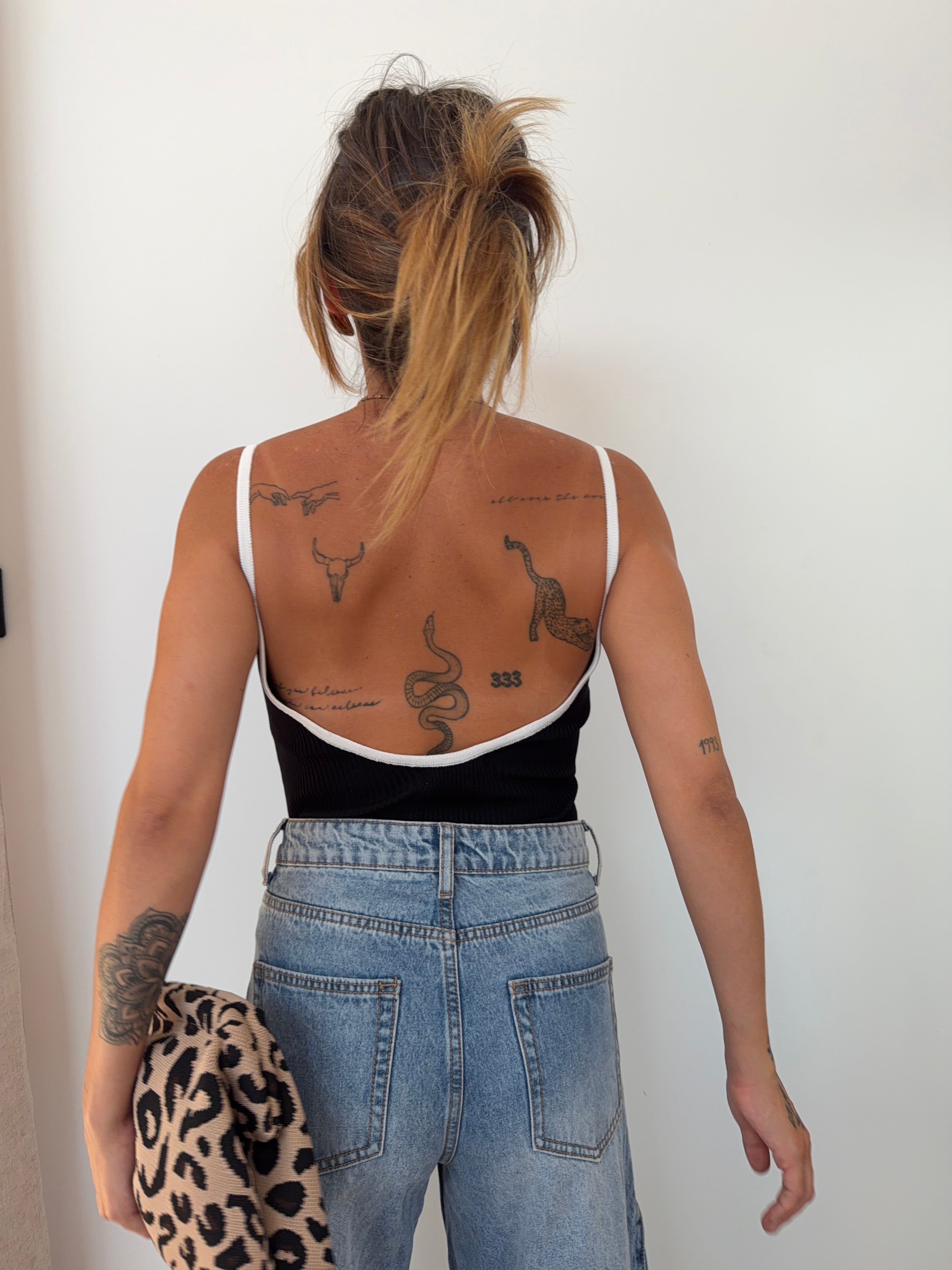 Body à coutures - noir et blanc
