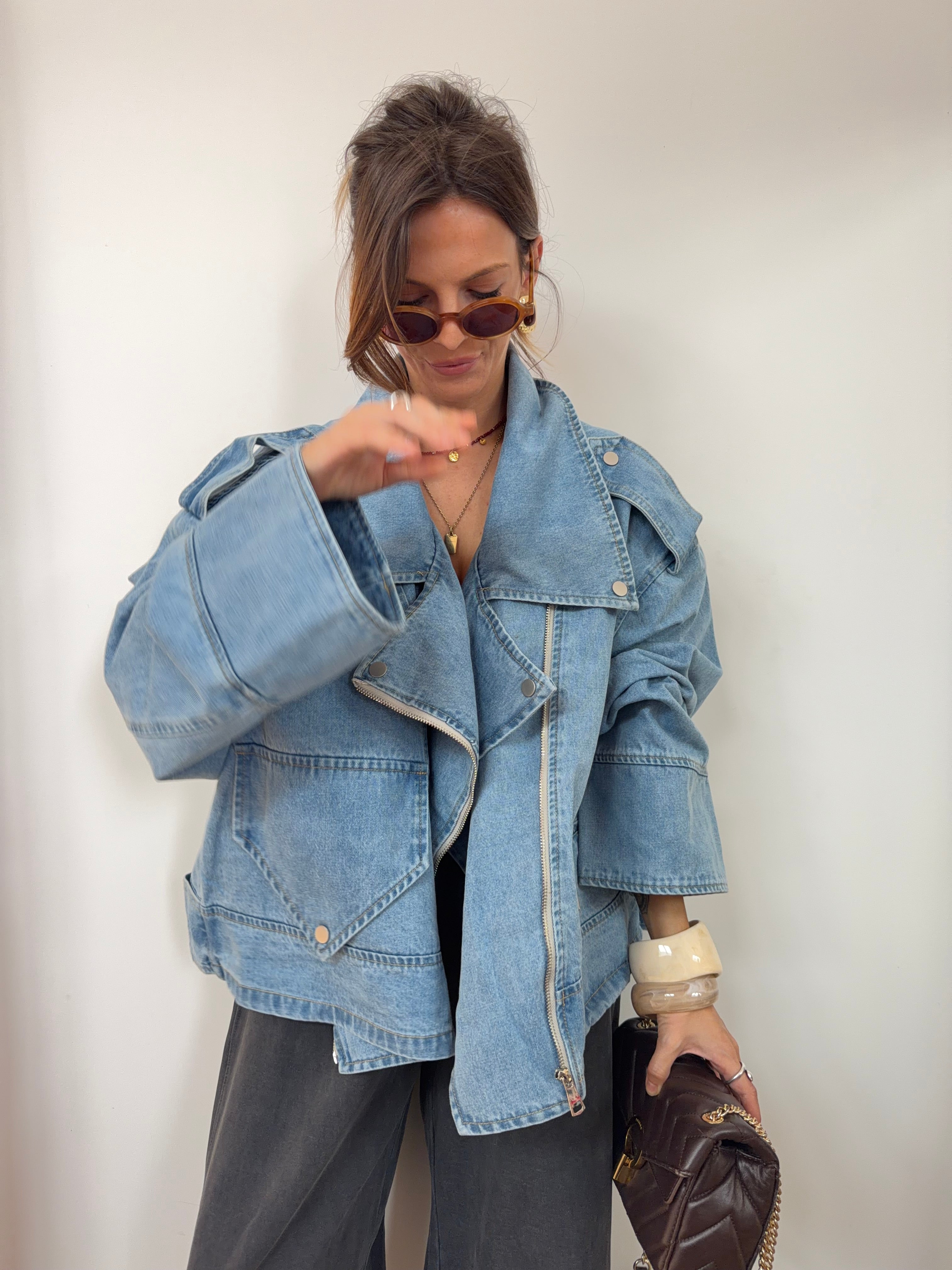 Veste en jean oversize - bleu clair
