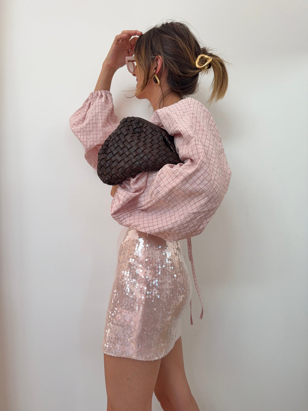 Jupe à sequins - rose pale