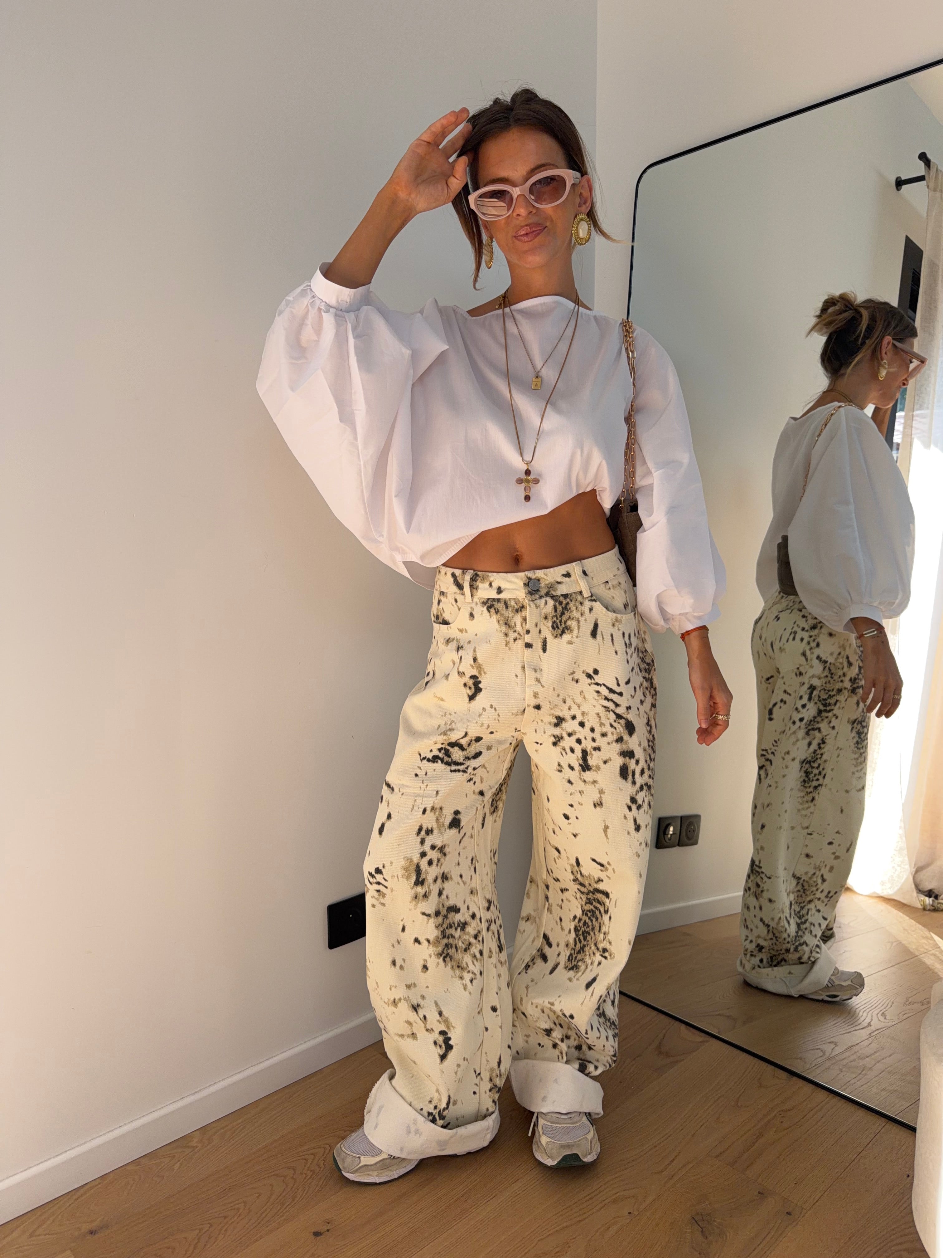 Jeans à motifs Lou - beige