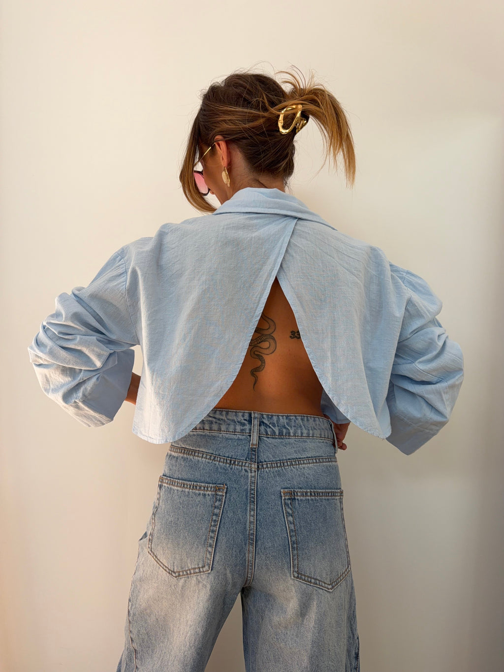 Chemise lin courte Lover's - bleue