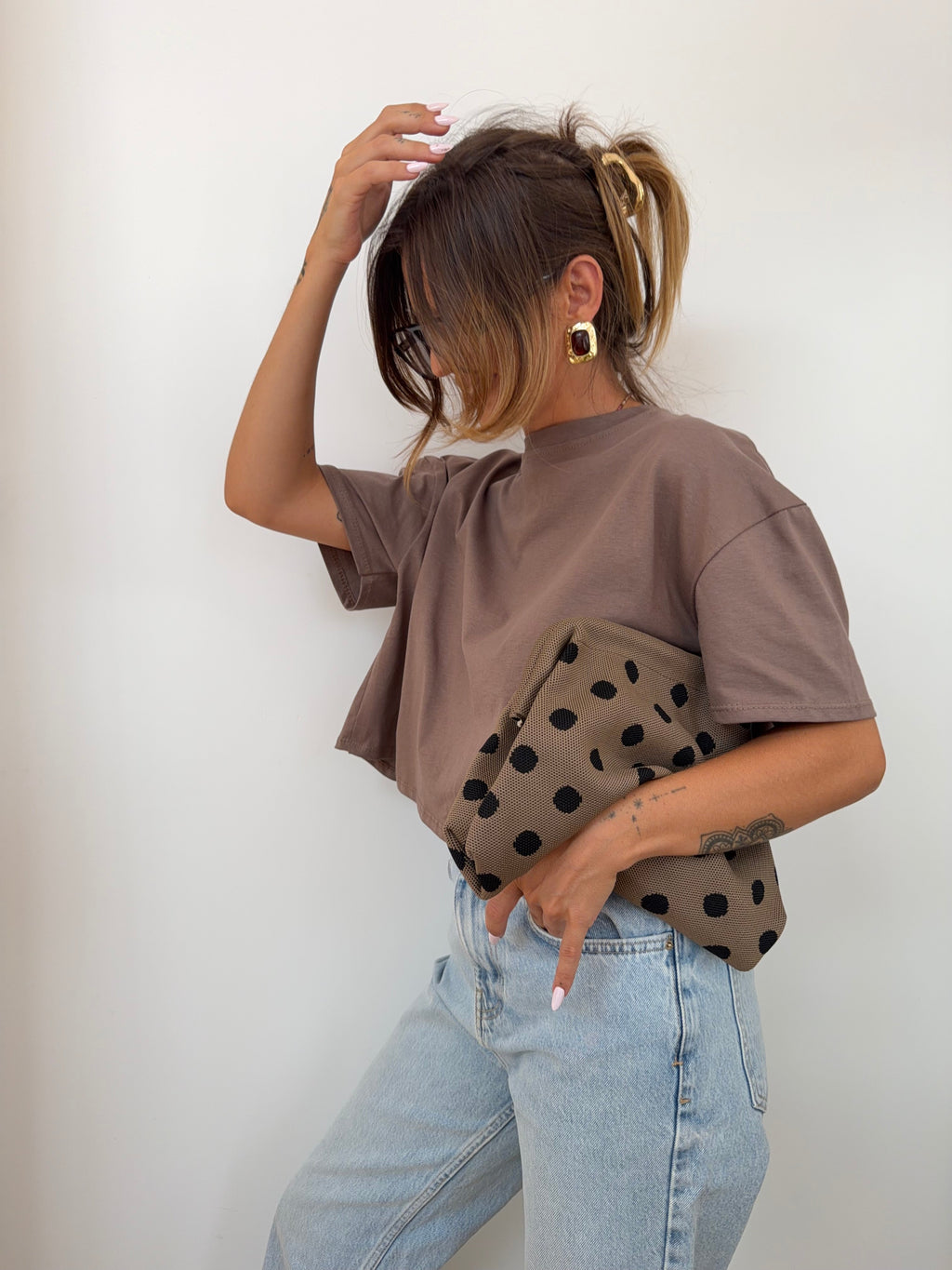 Pochette - à pois taupe