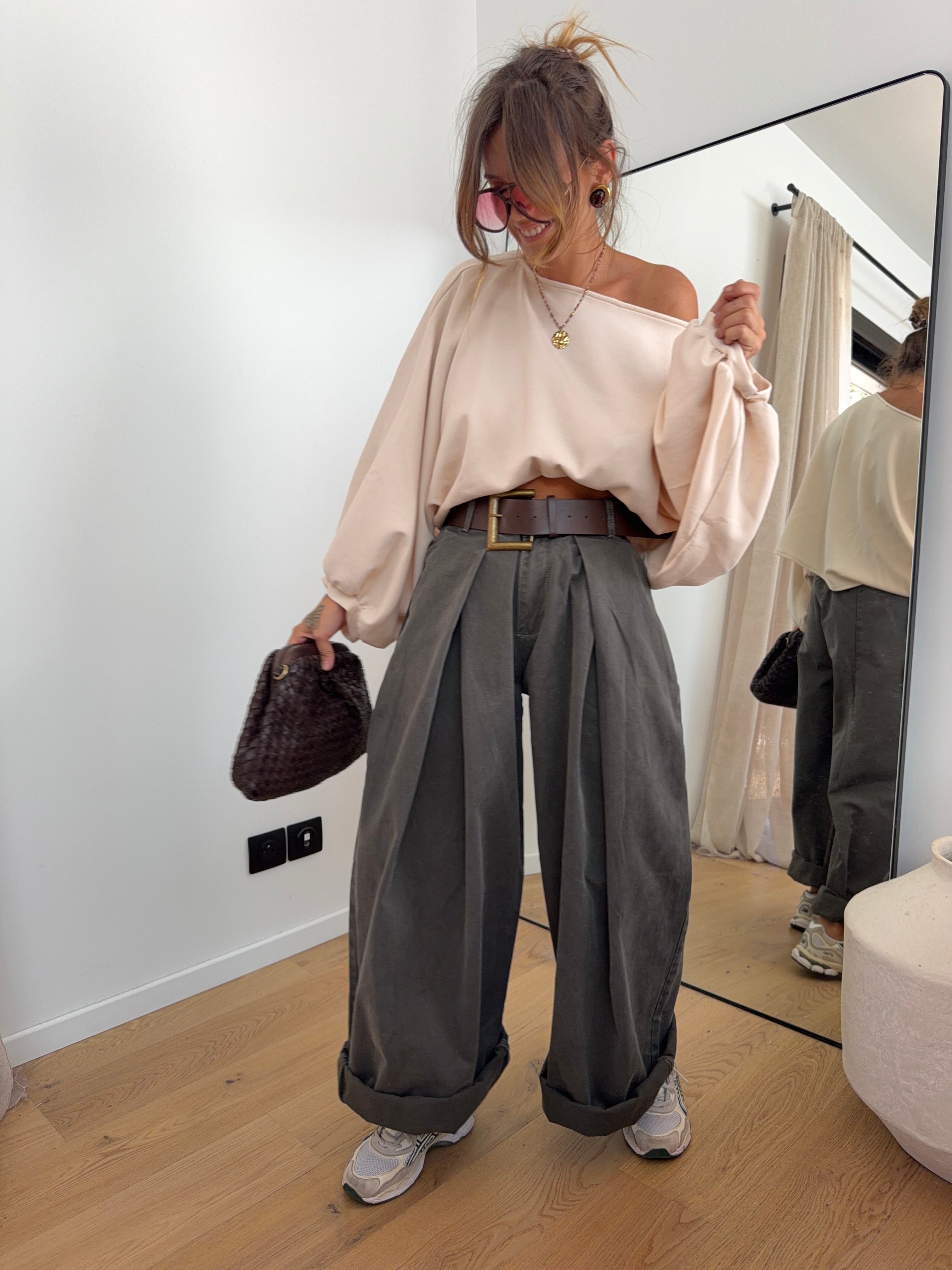 Pantalon  & ceinture Brune - kaki foncé