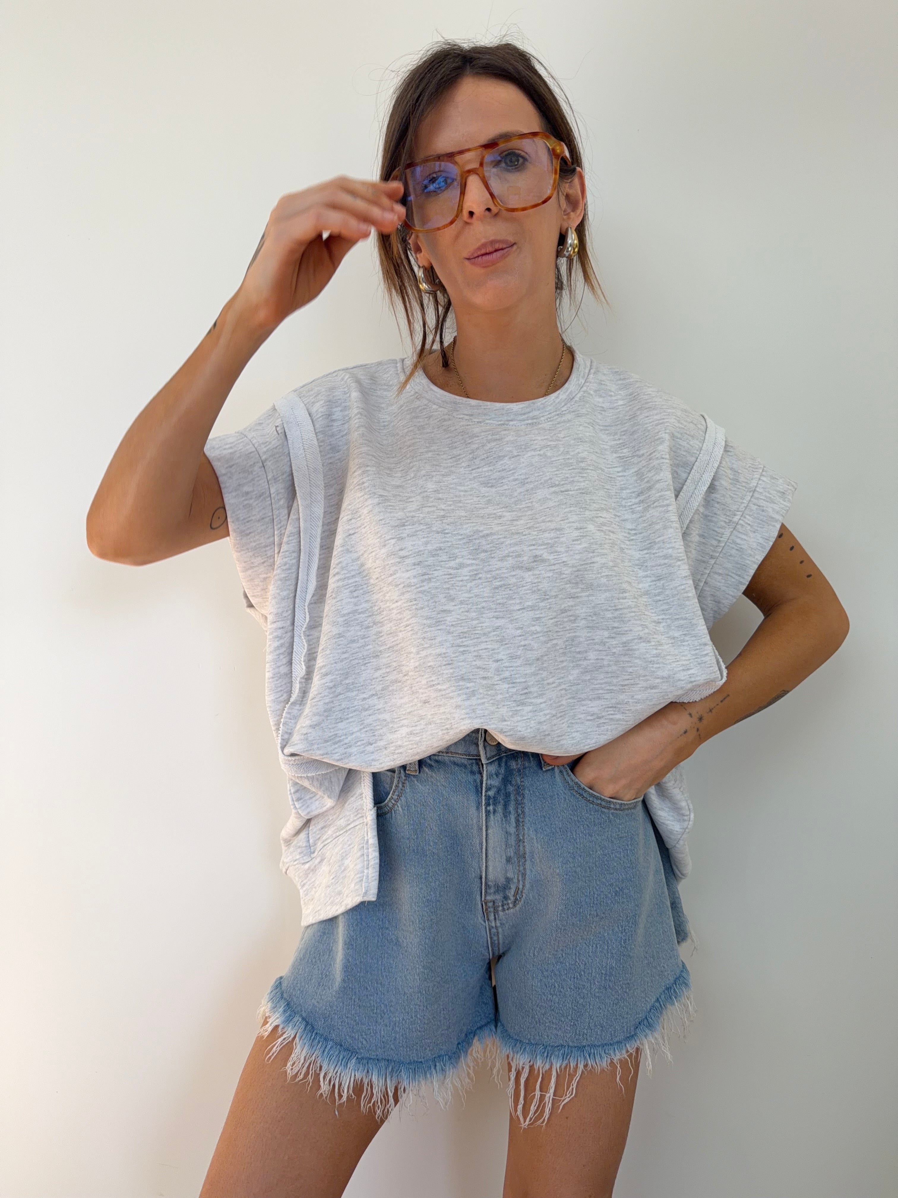 Sweat sans manche - gris chiné