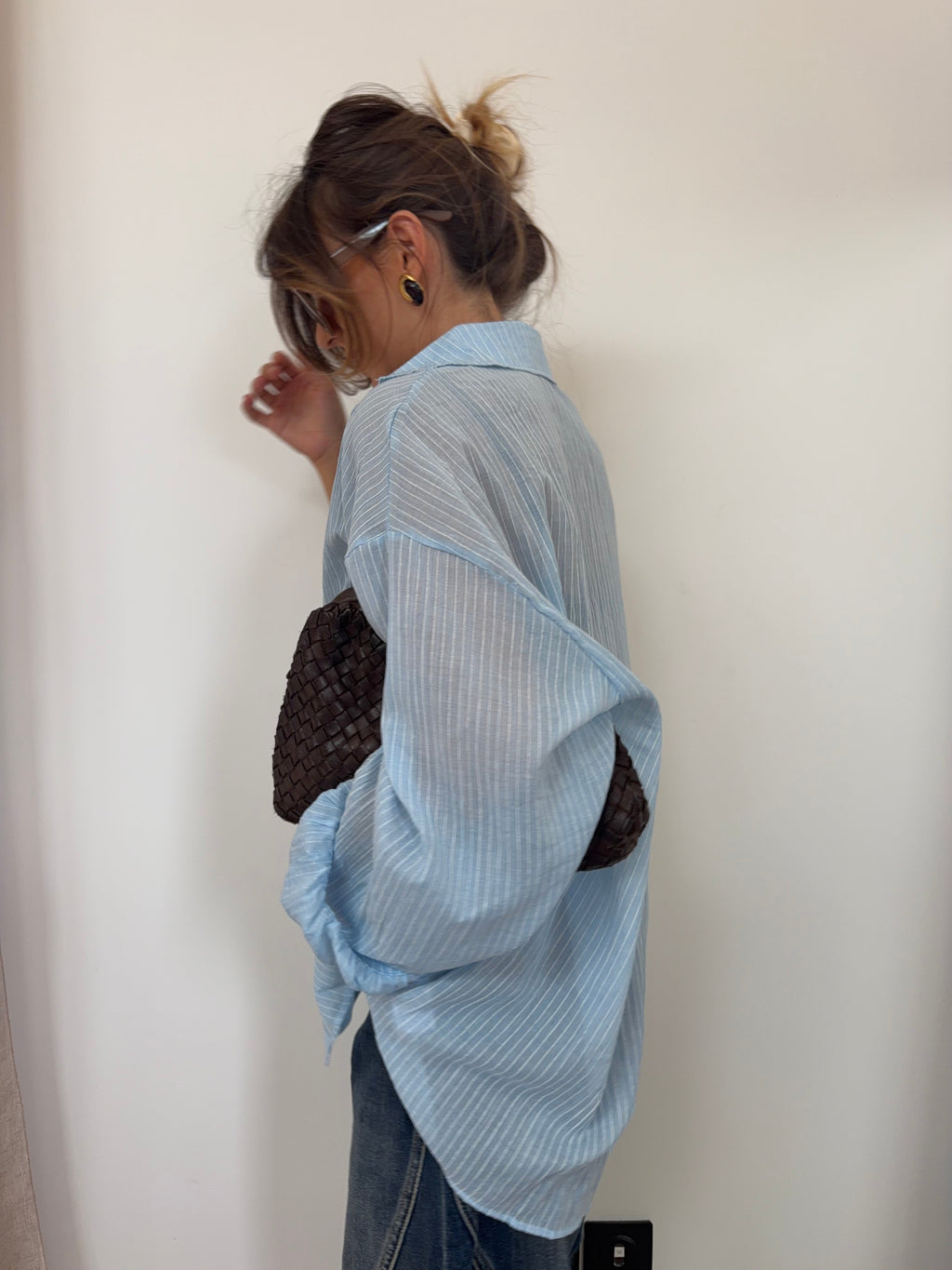 Chemise oversize rayée - bleu clair
