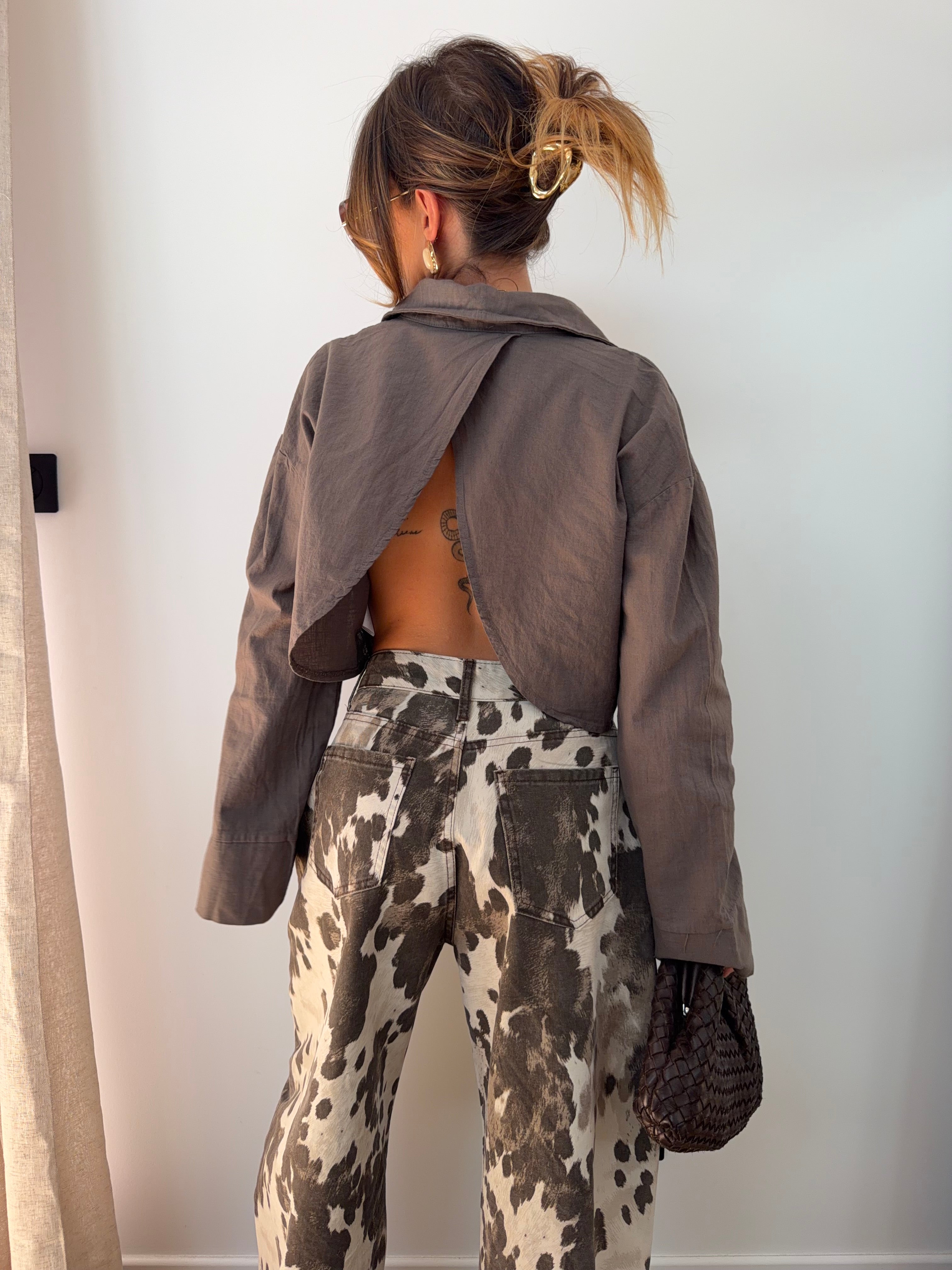 Chemise lin courte Lover's - taupe