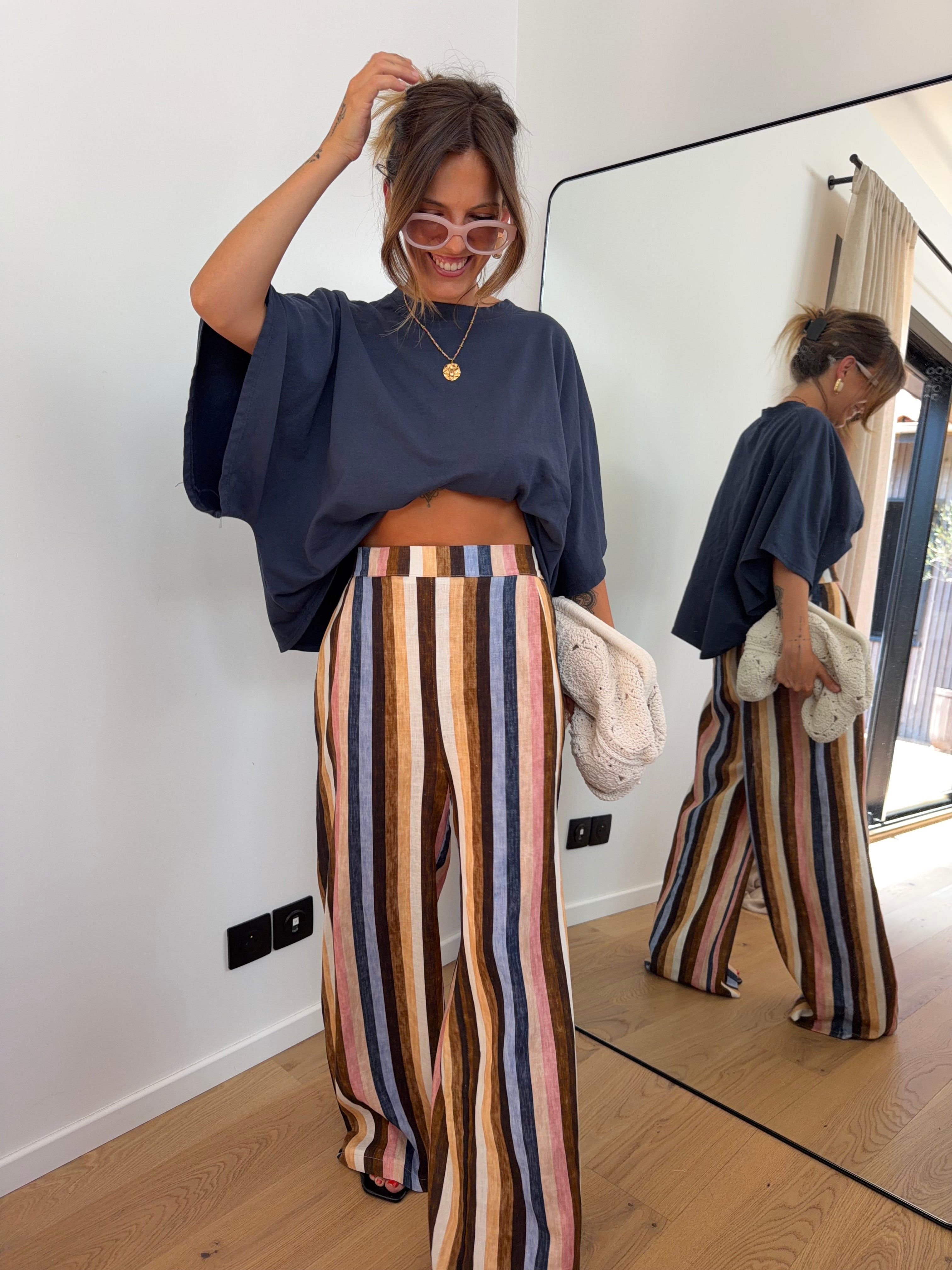 Pantalon à rayures - multicolore