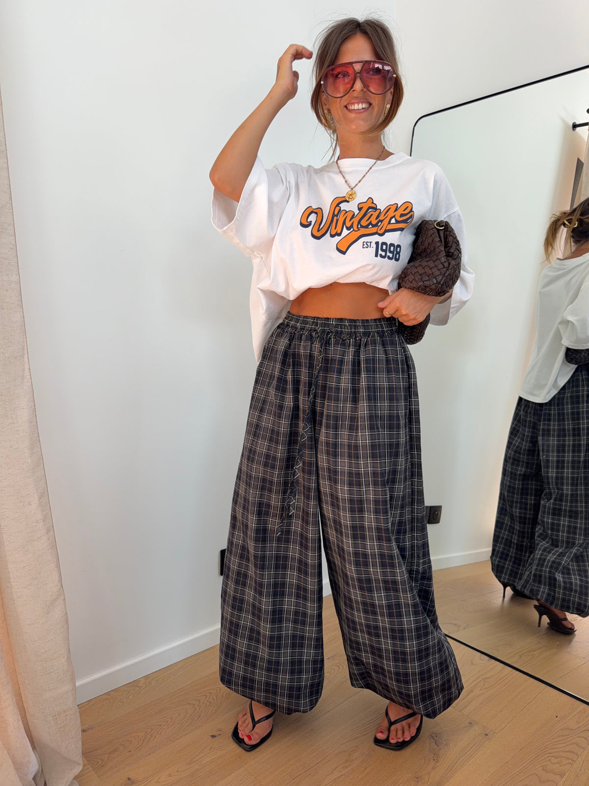 Pantalon à carreaux - kaki
