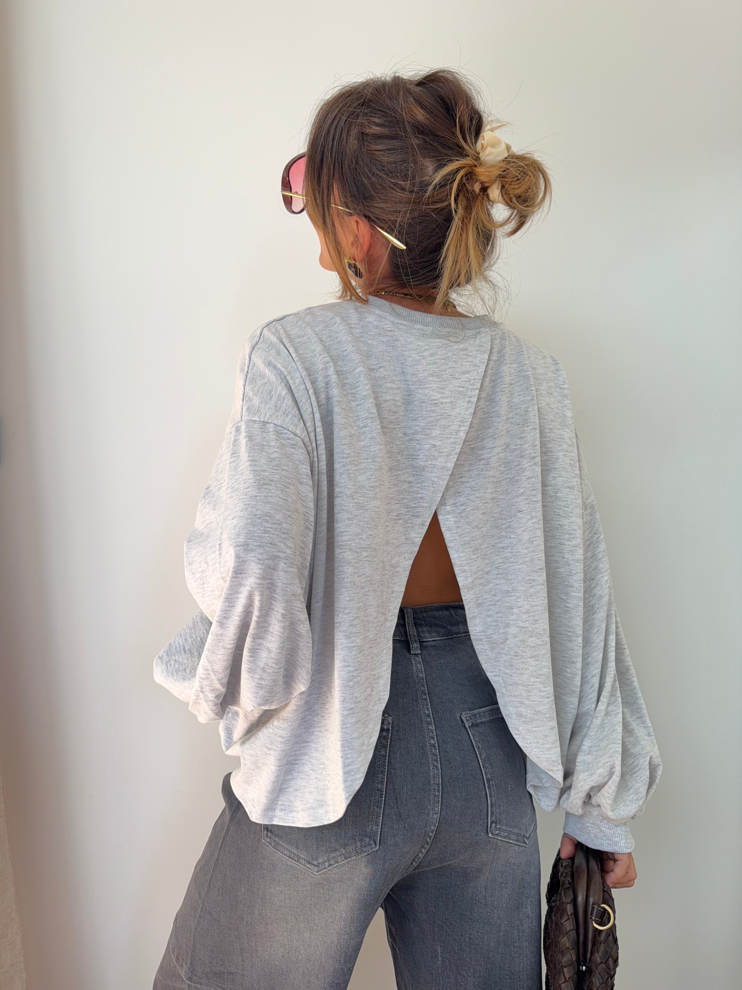 T-shirt long Mia - gris chiné