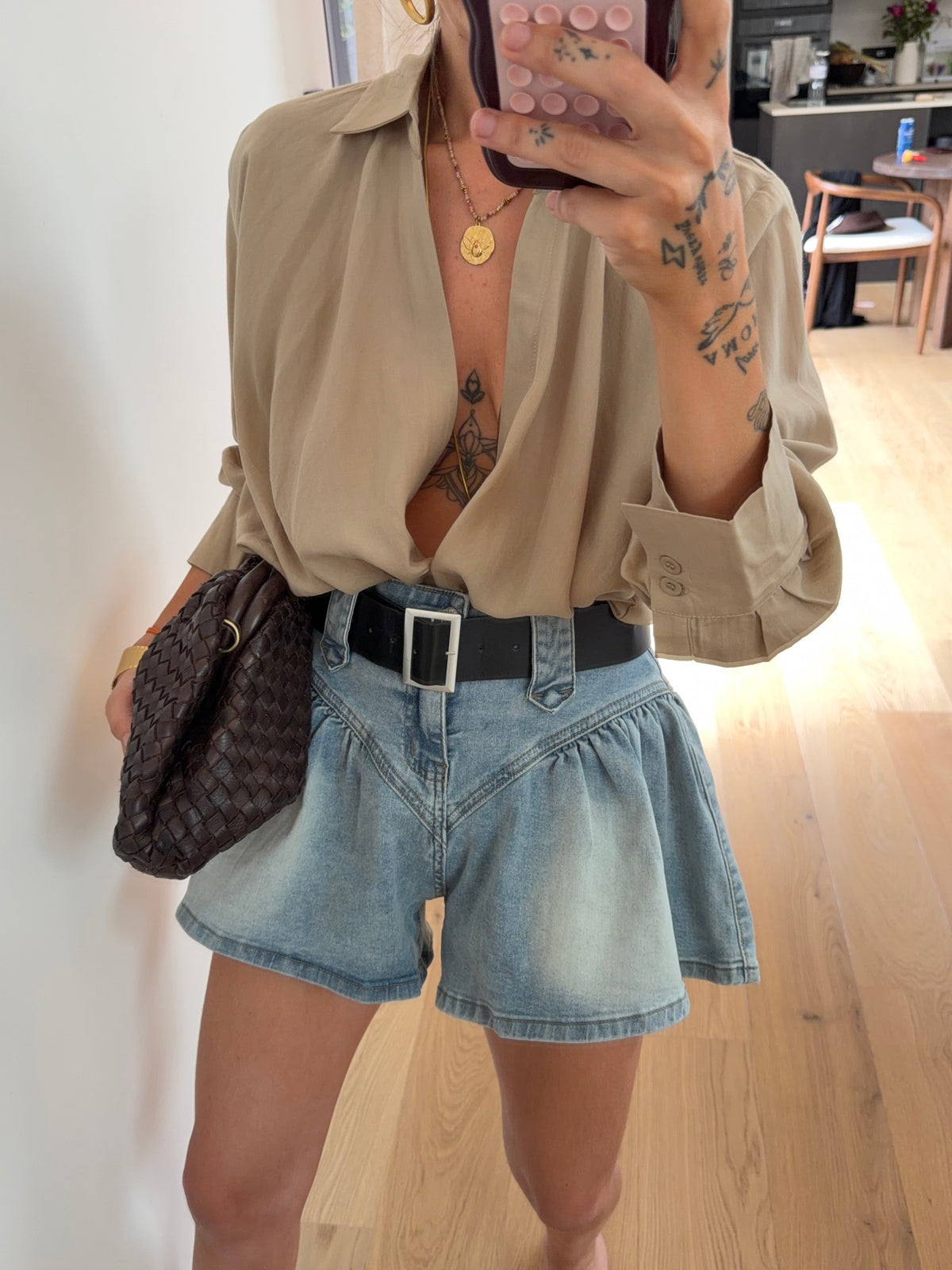 Chemise fluide croisée - sable