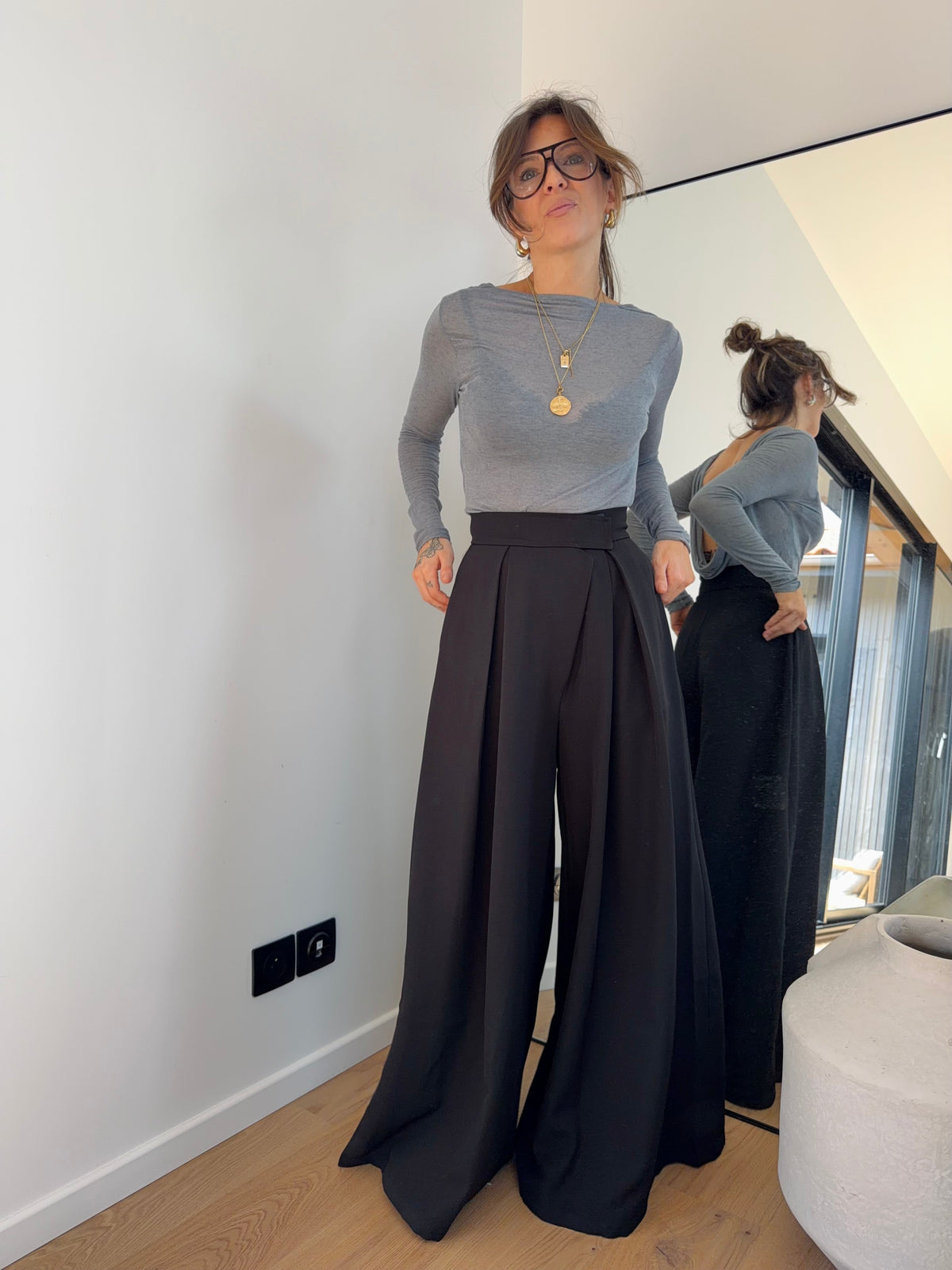 Pantalon portefeuille à scratch - noir