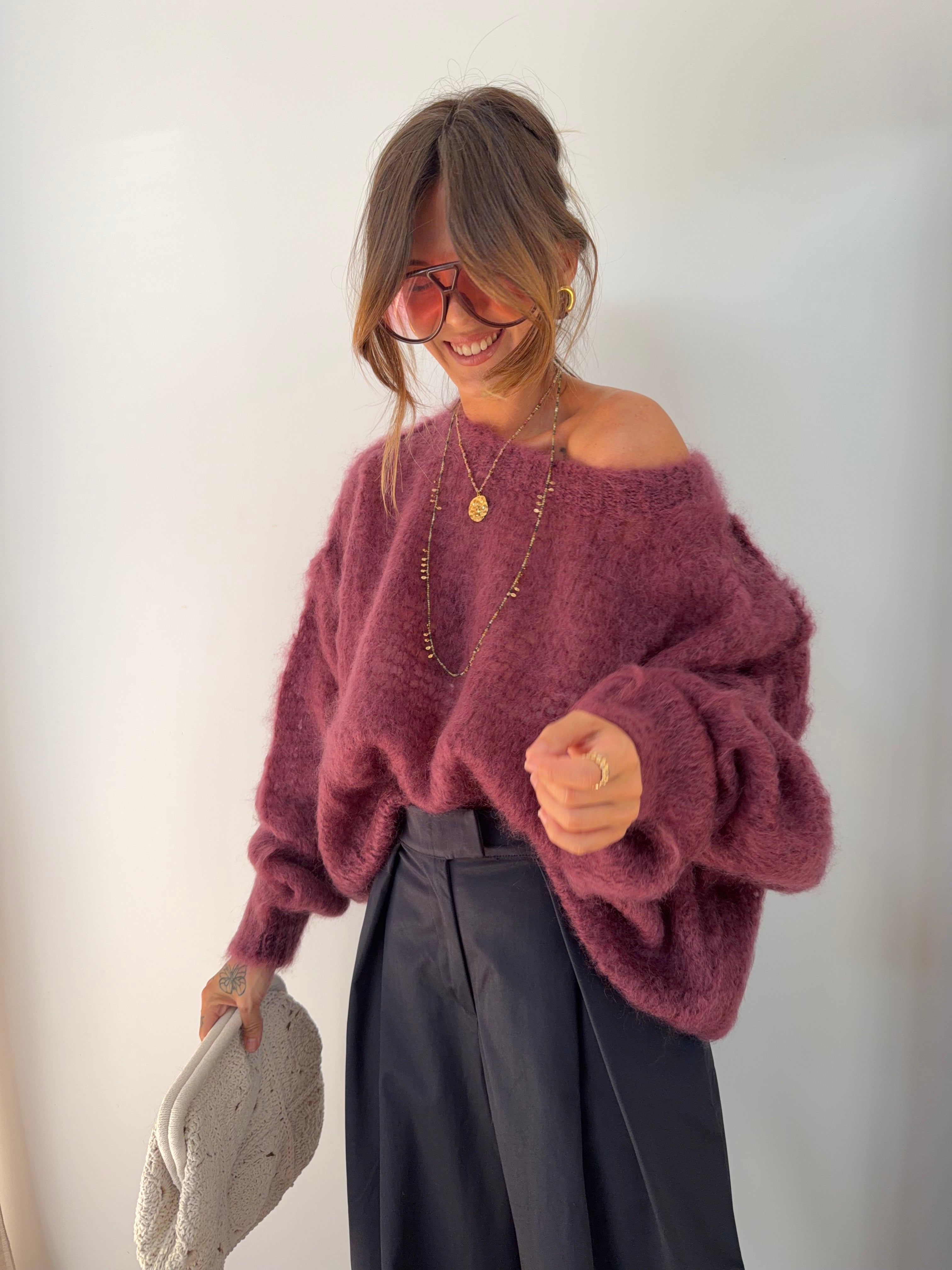 Pull 80% Mohair - vino (pré commande)