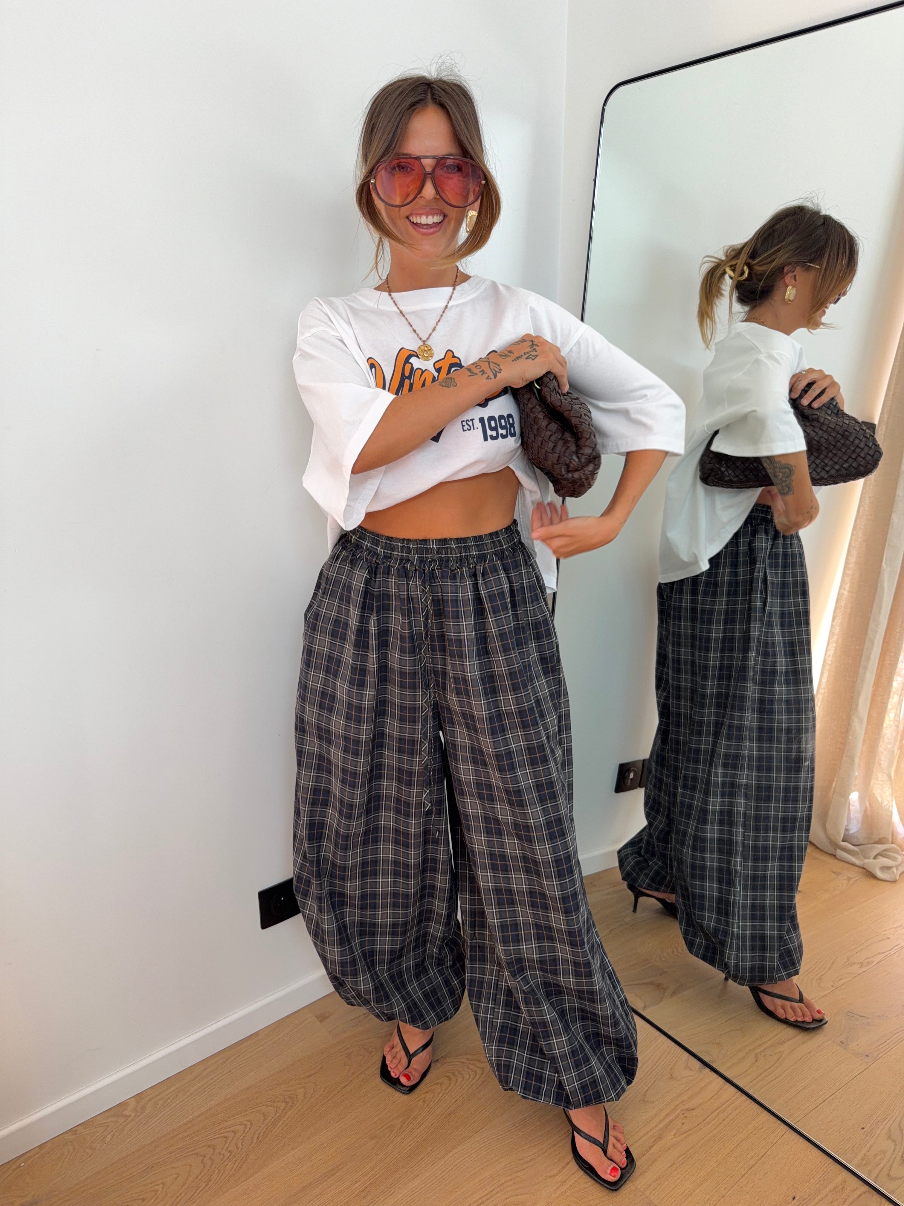 Pantalon à carreaux - kaki