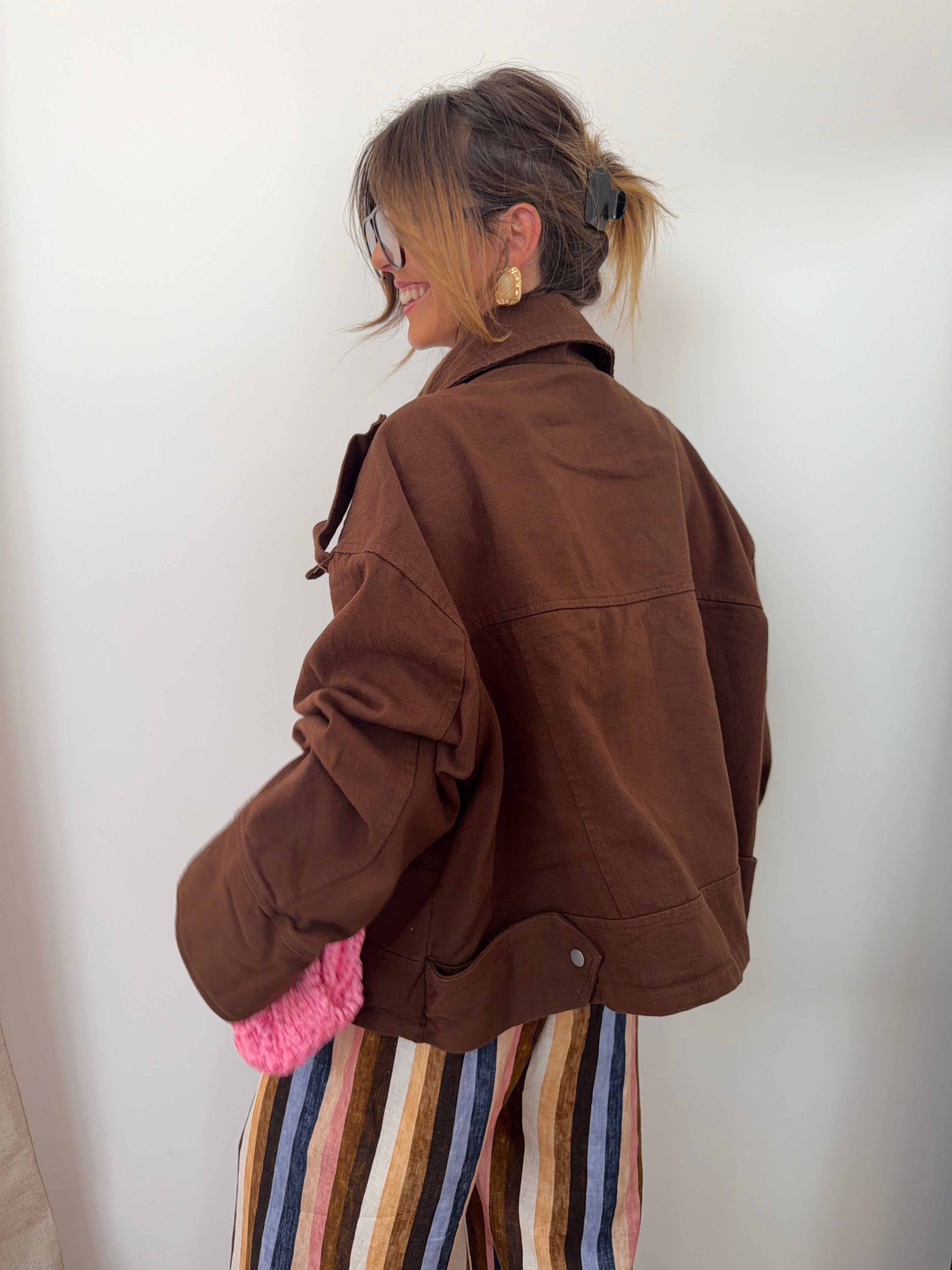 Veste en jean oversize - marron