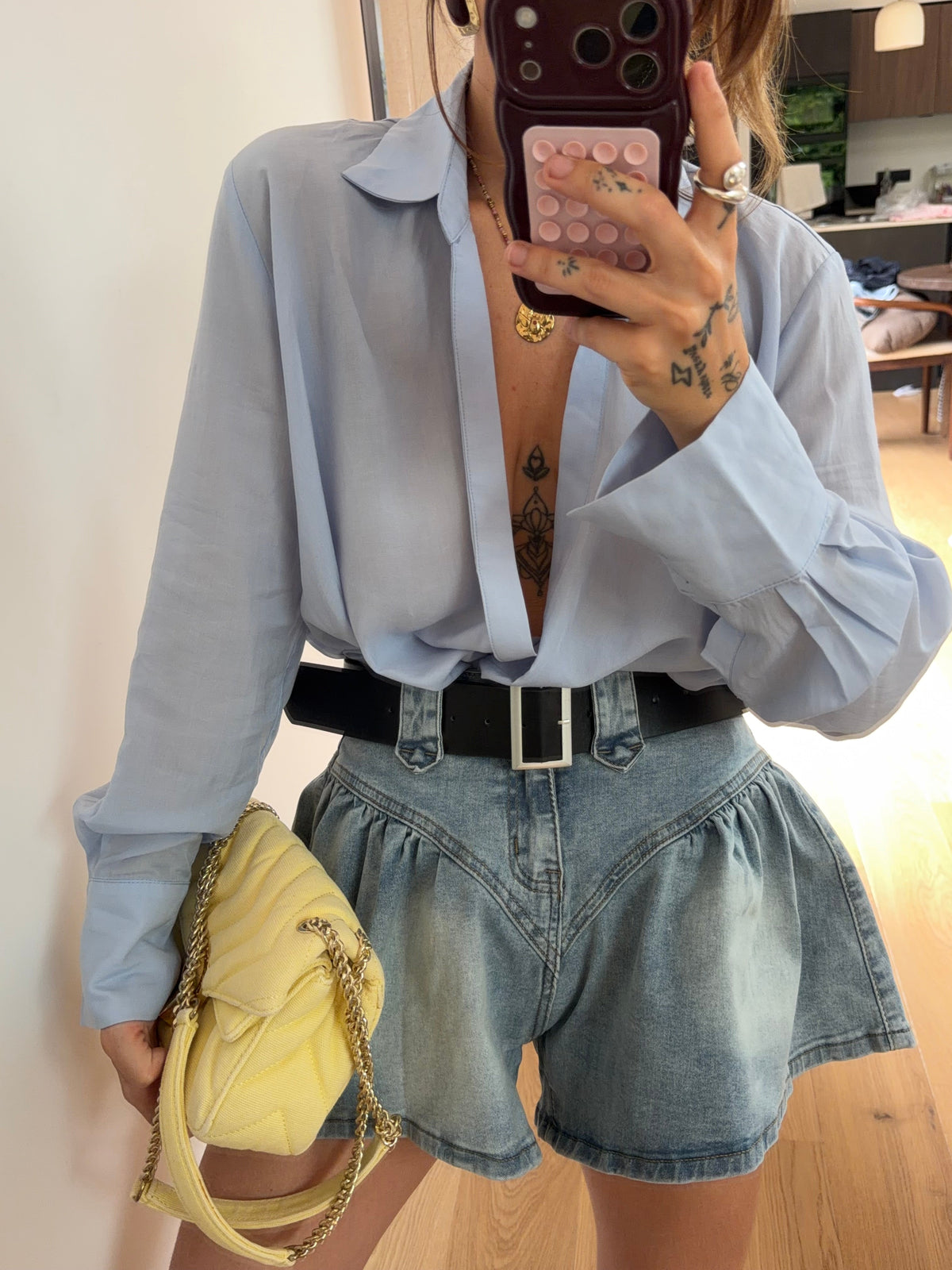 Blouse cache cœur - bleu ciel