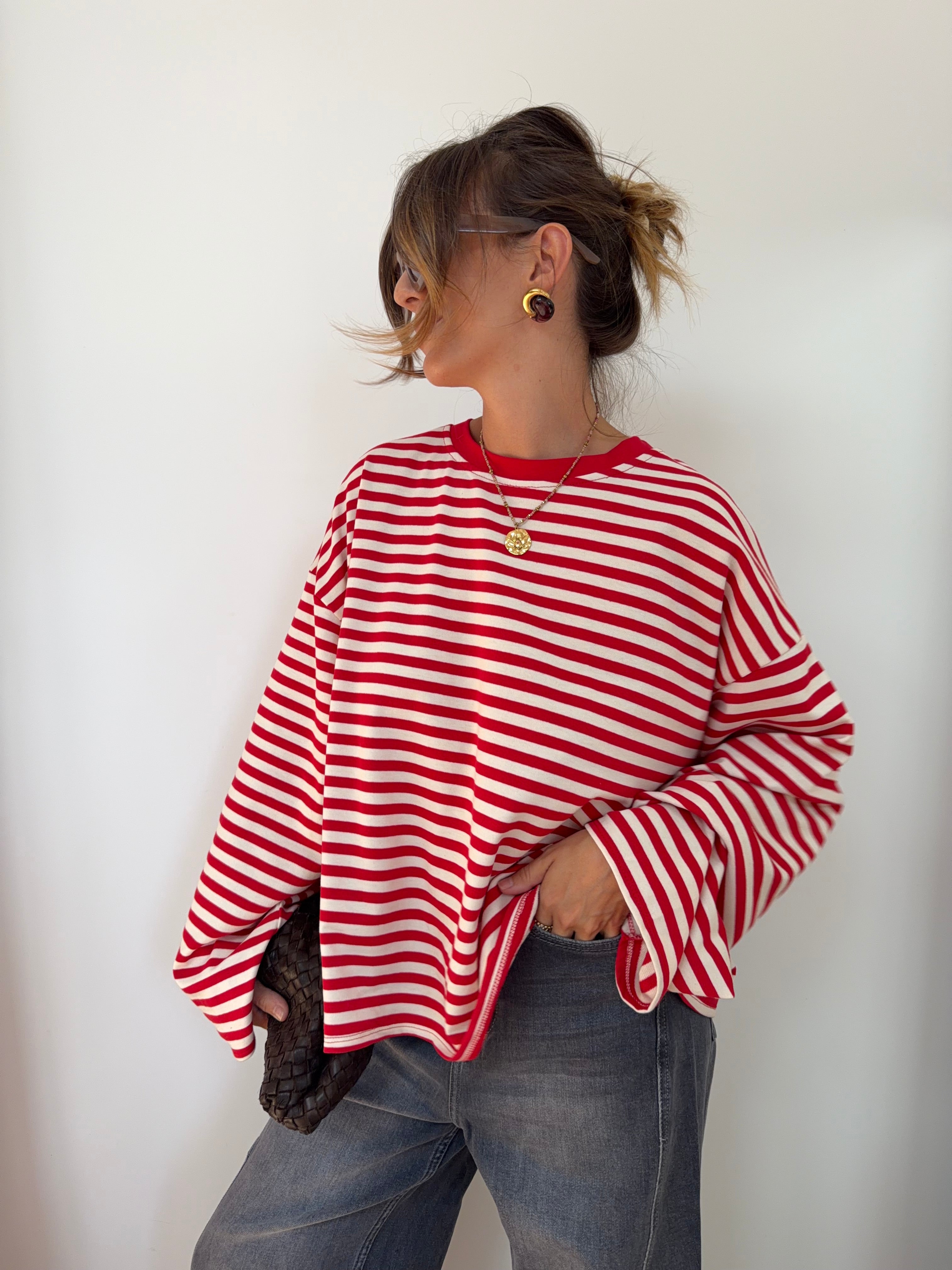 Sweat marinière rouge