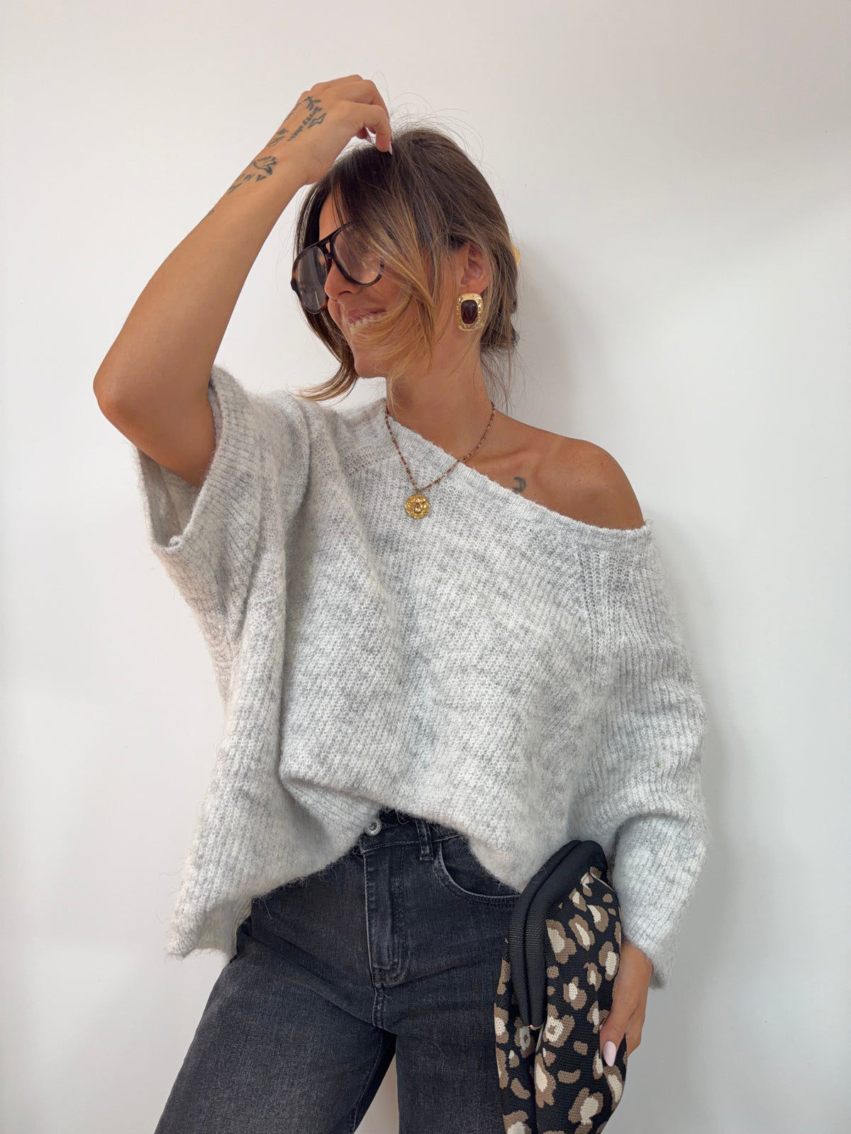 Pull manches 3/4 - gris