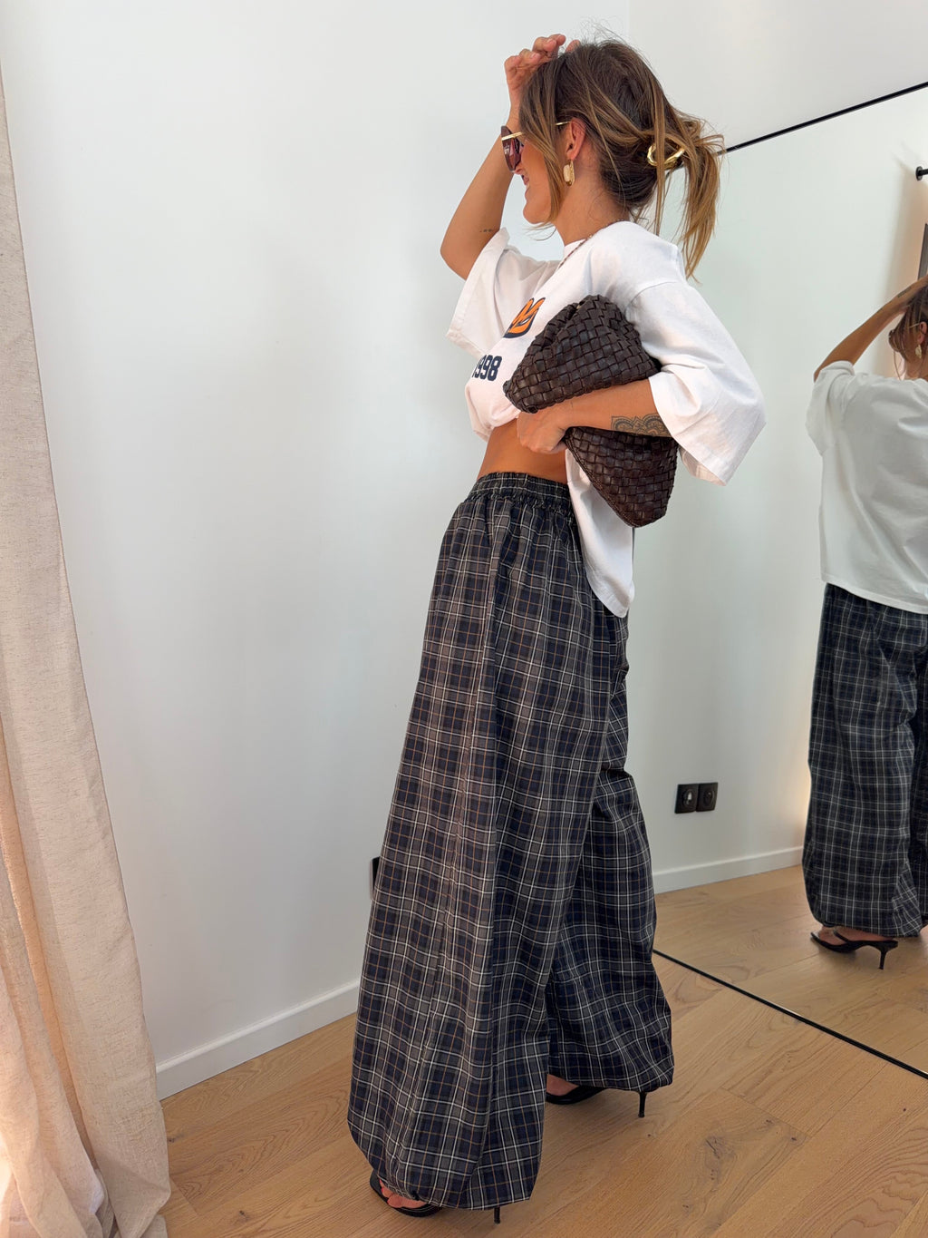 Pantalon à carreaux - kaki