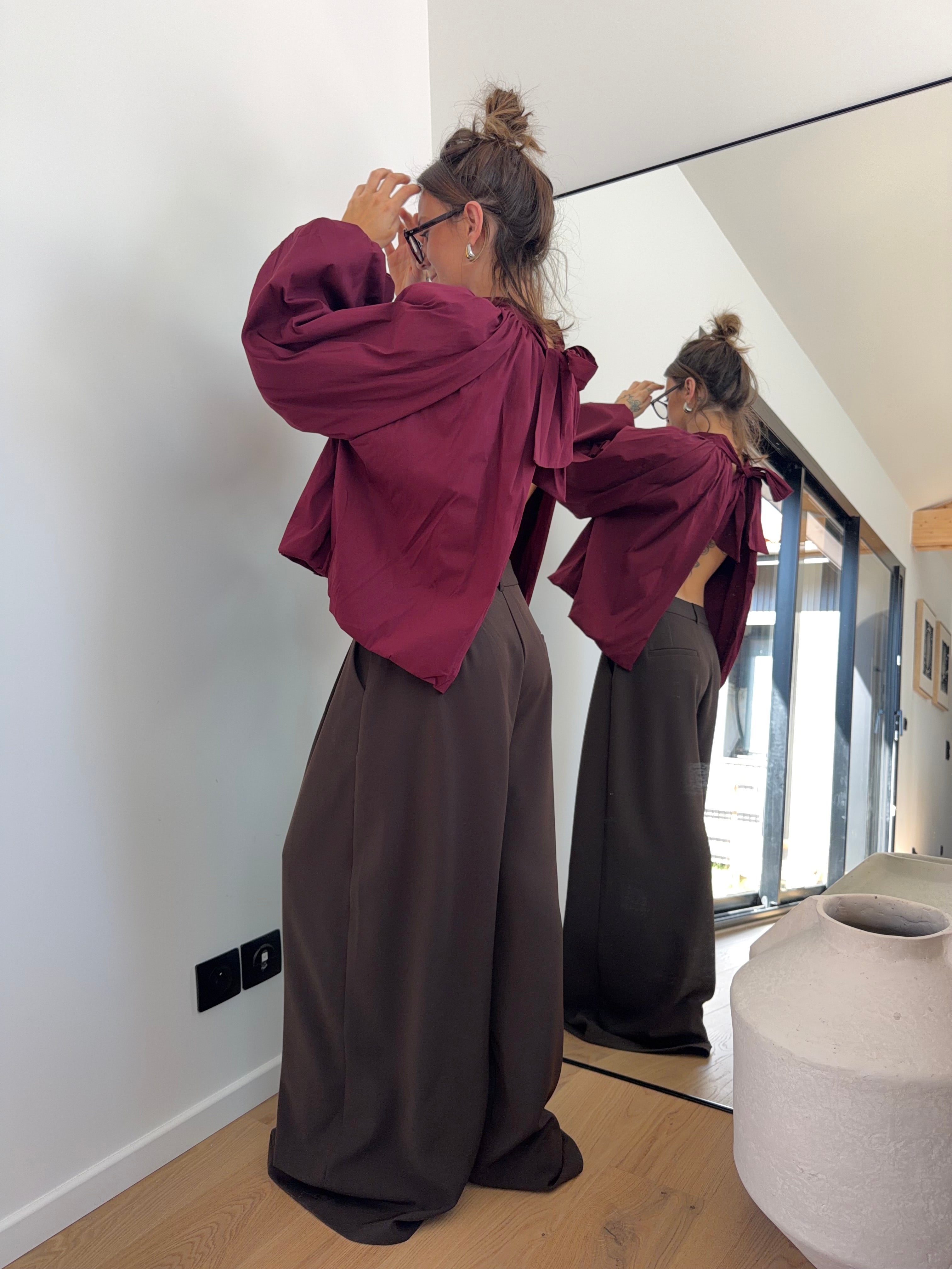 Blouse dos nu - bordeaux