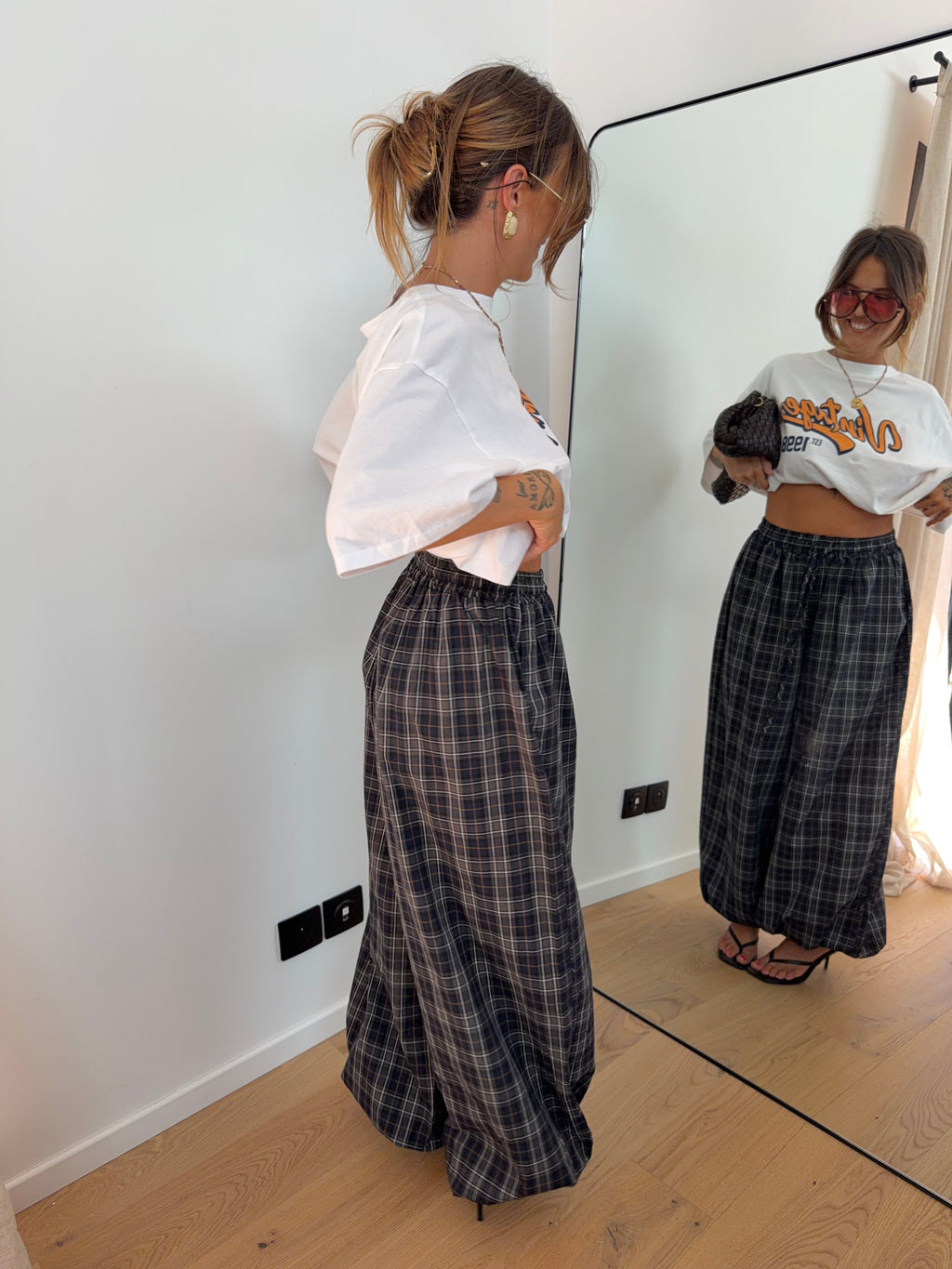 Pantalon à carreaux - kaki