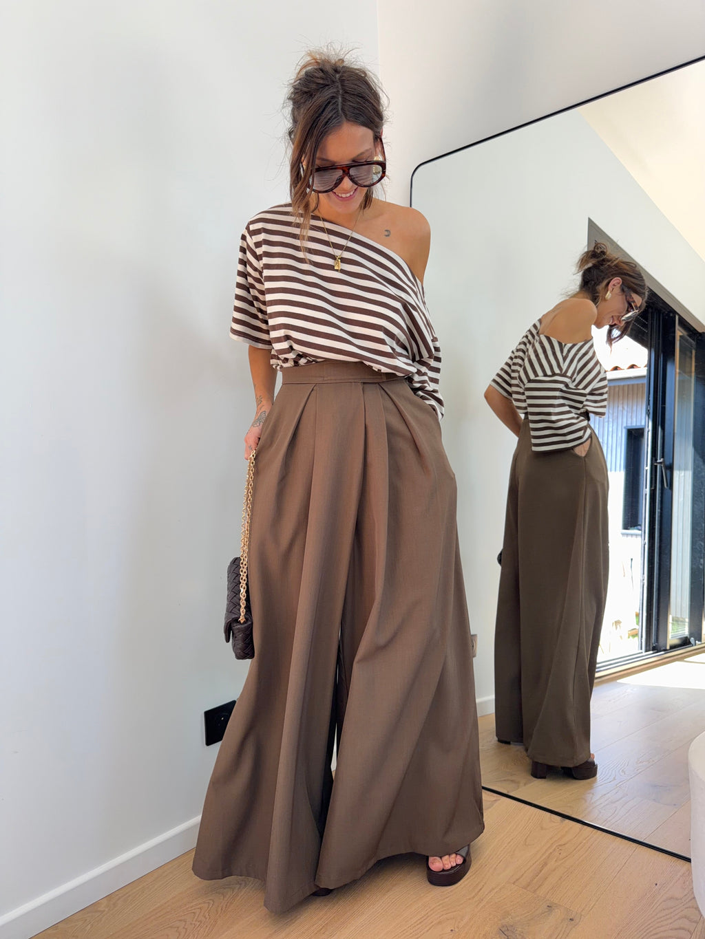 Pantalon à scratch - chocolat