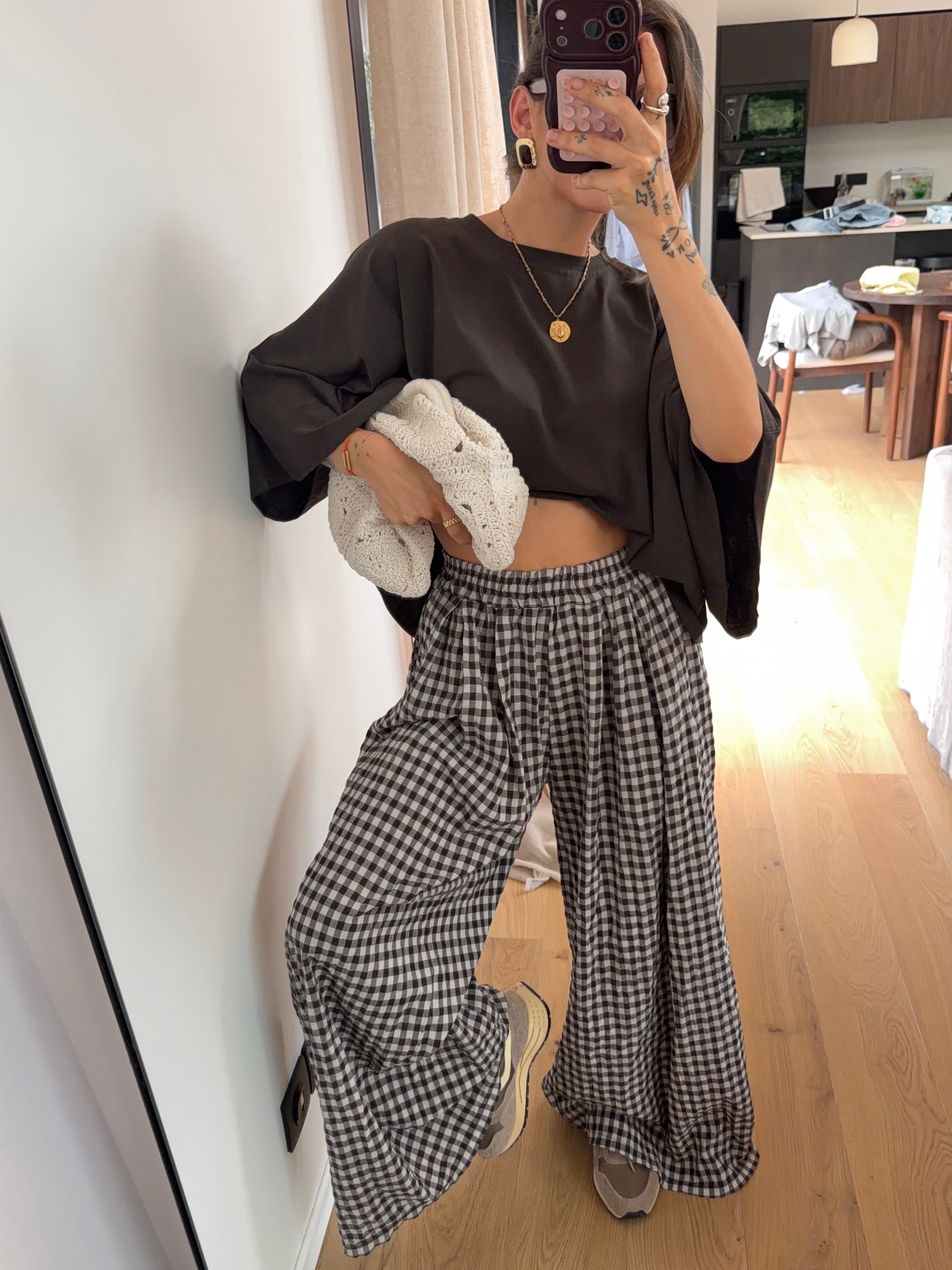 Pantalon à carreaux - chocolat