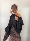 Pull manches bouffantes - noir