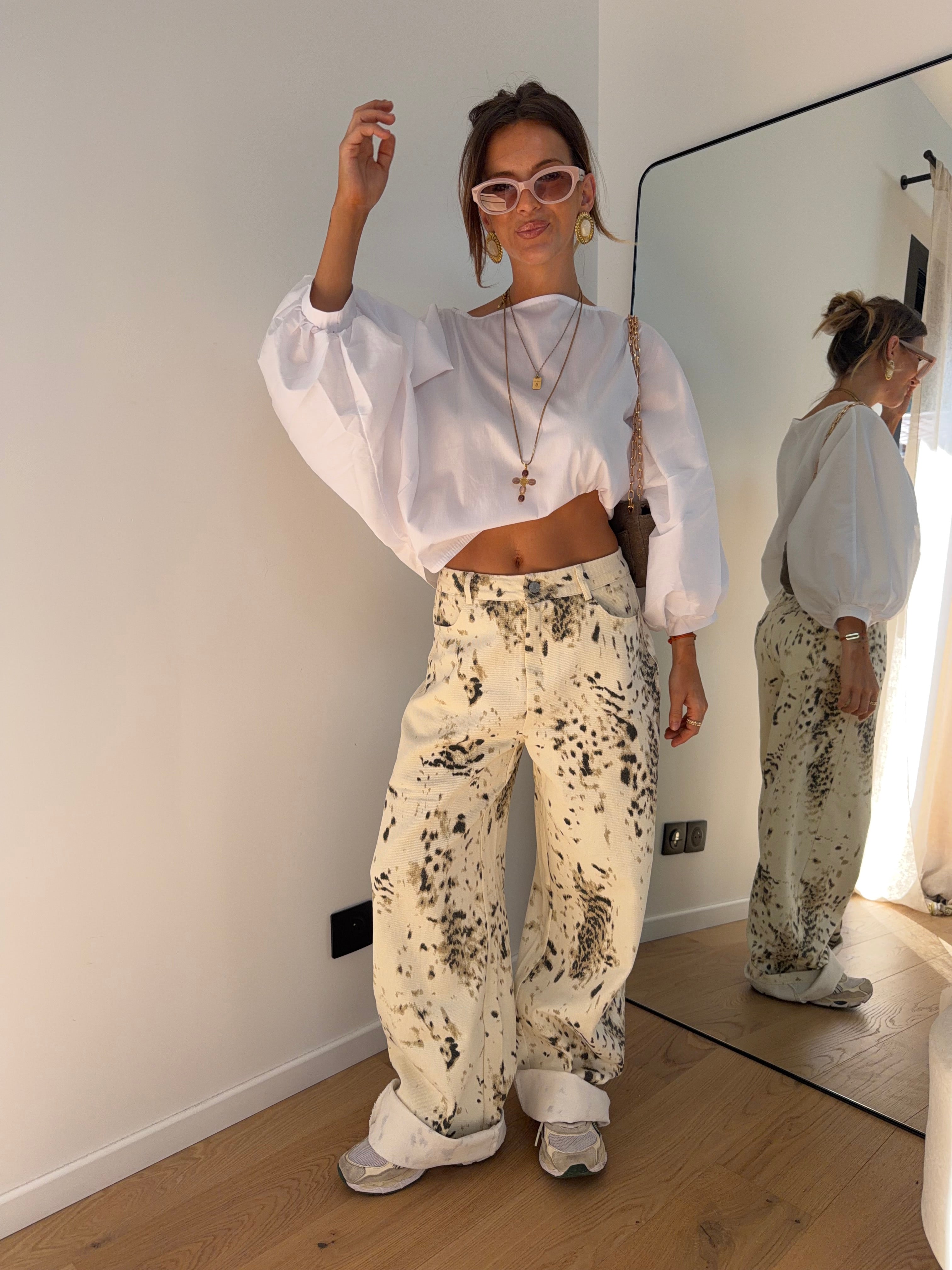 Jeans à motifs Lou - beige