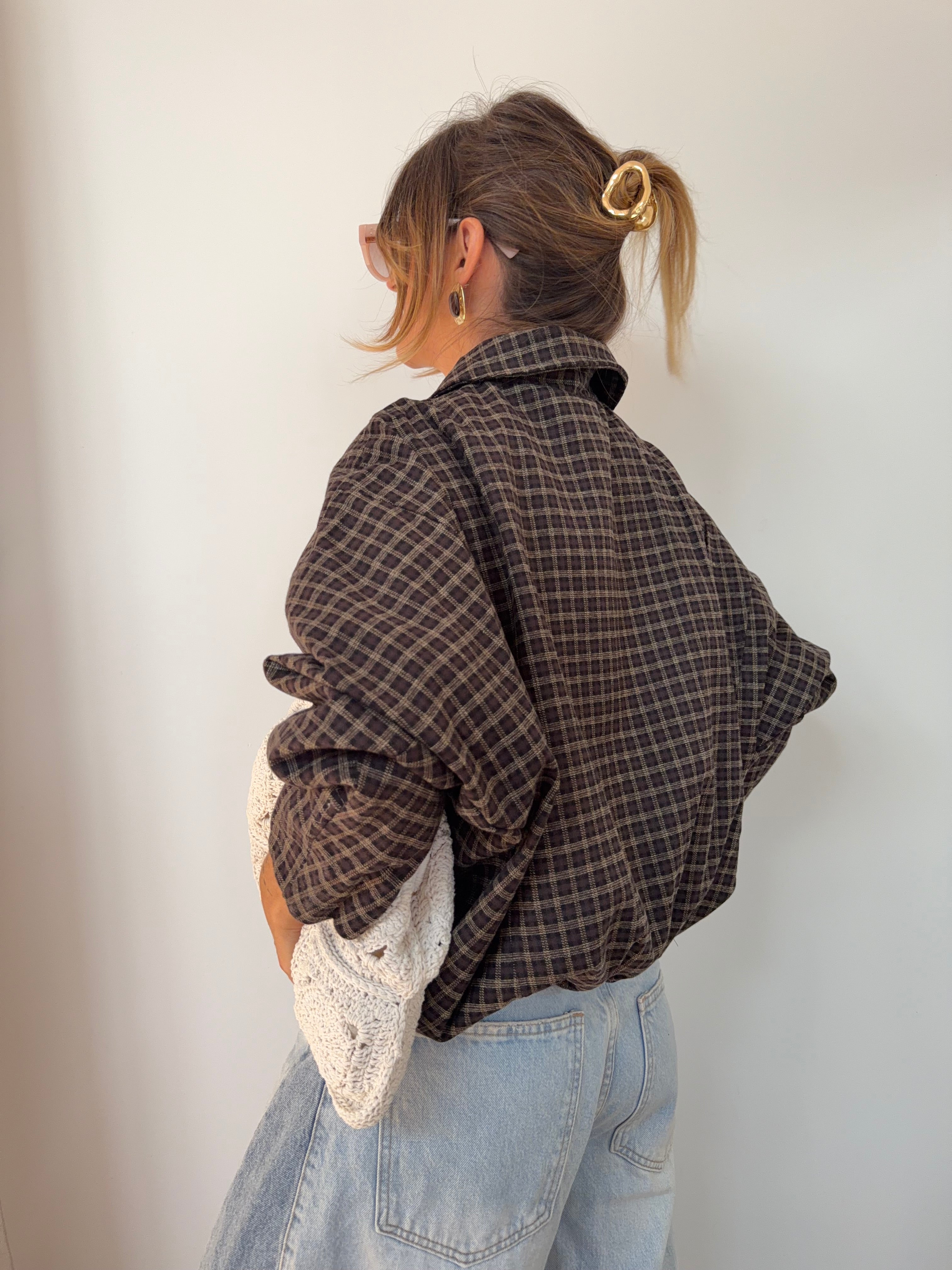 Veste à carreaux - marron et beige