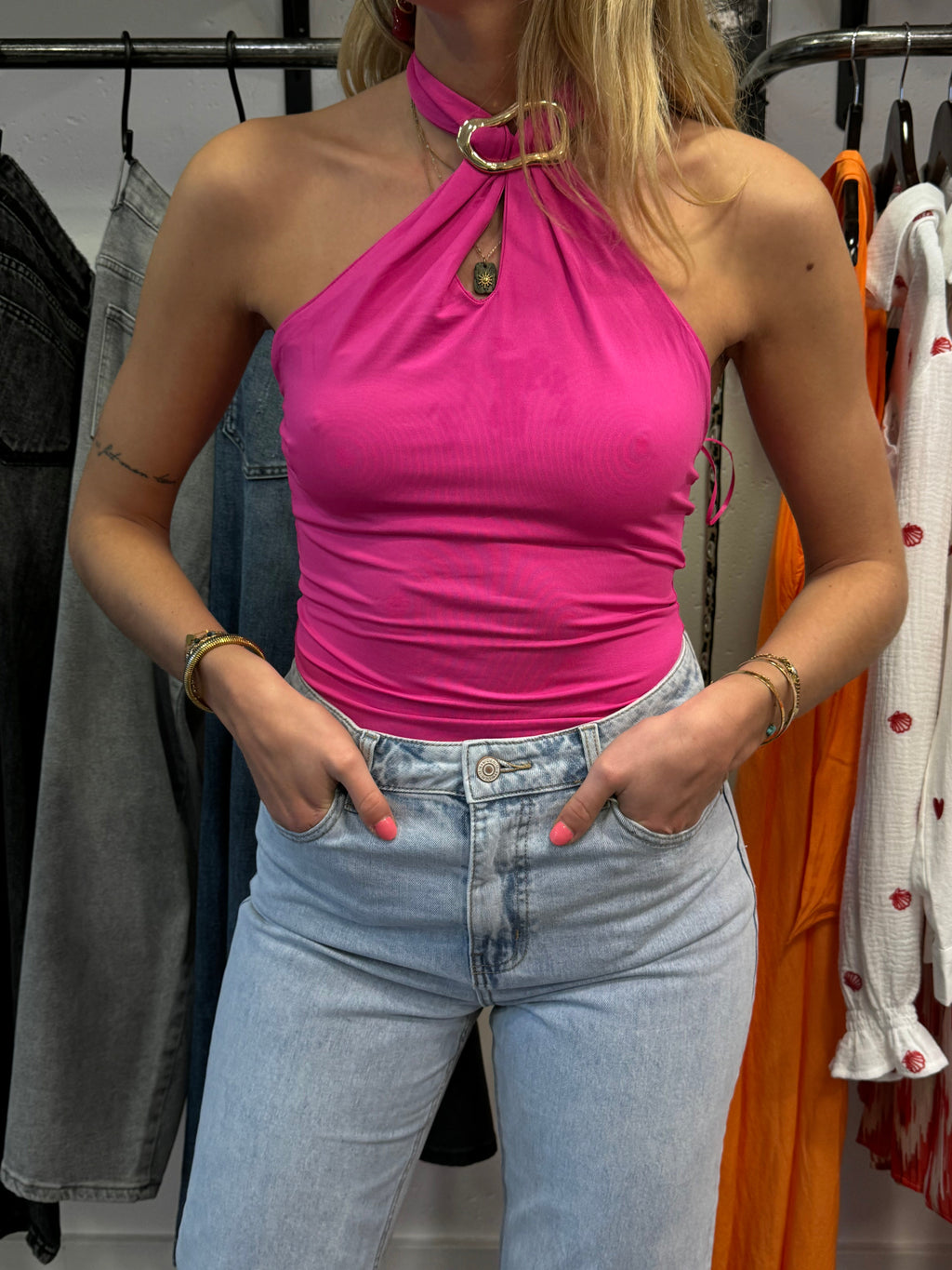 Body à détails - fuchsia